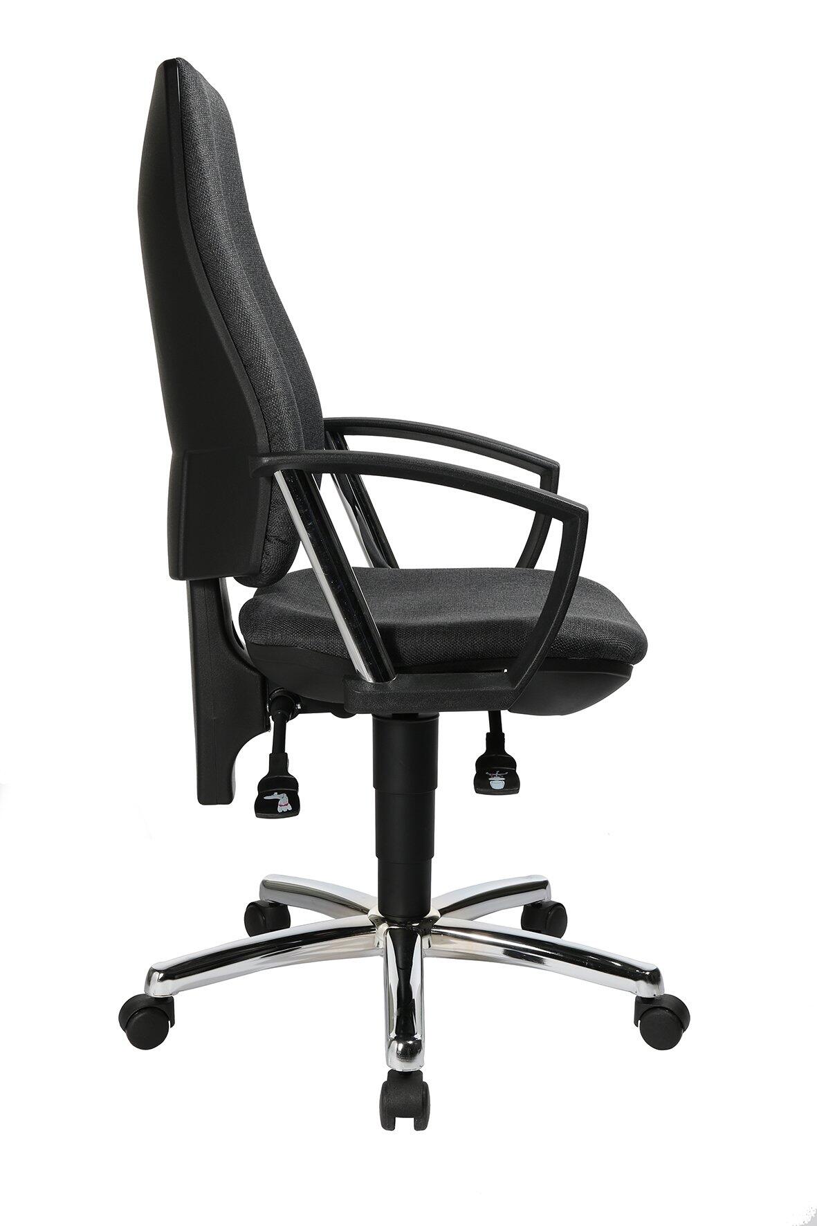 Bürostuhl X-Power Star Profi aus seitlicher Perspektive mit chromfarbenem Fußkreuz, stufenlos höhenverstellbarem Sitz, verstellbarer Rückenlehne und Armlehnen "R2".