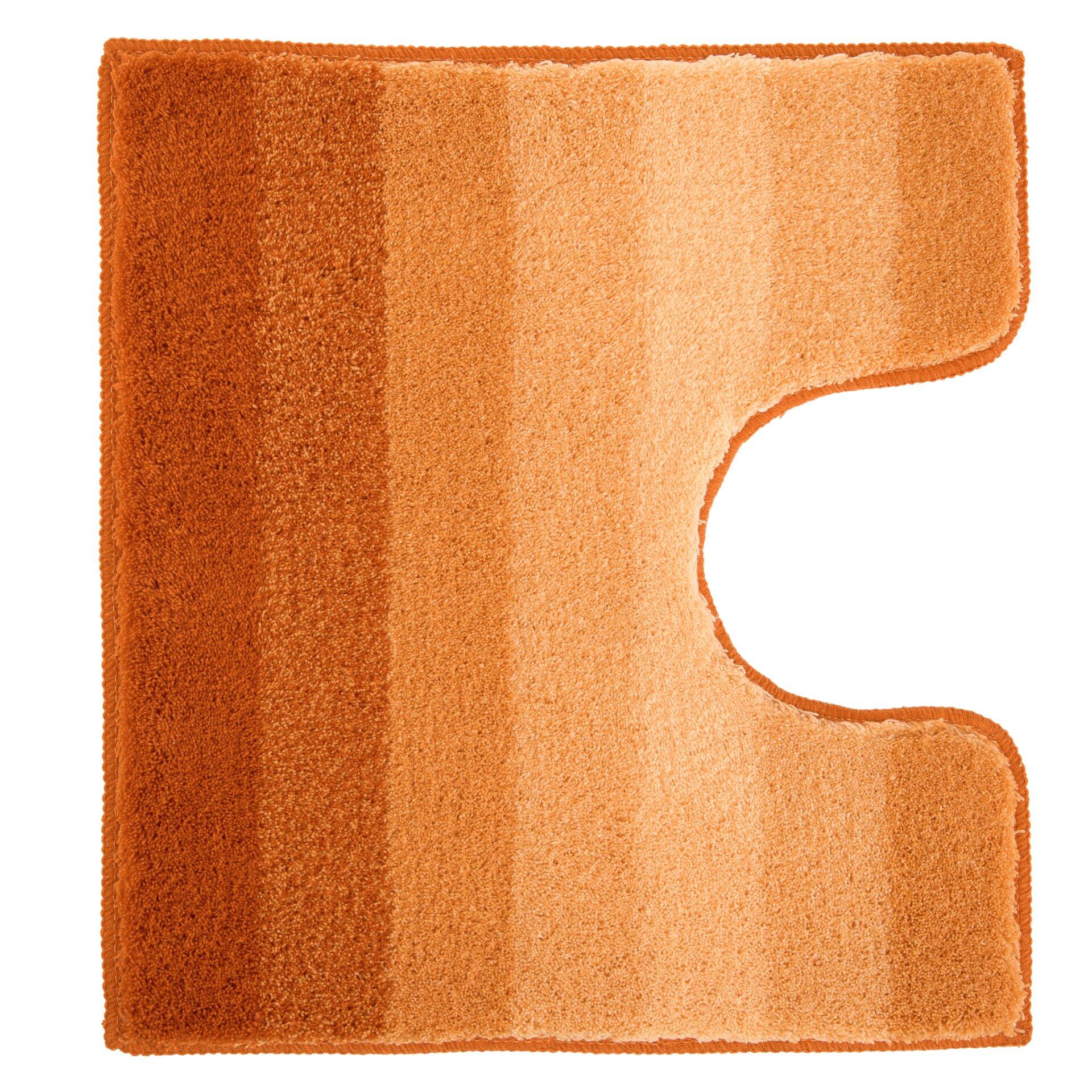 WC-Vorleger Palace in Trapezform mit Farbverlauf von Hellorange zu Dunkelorange, diagonal dargestellt und mit Aussparung für die Toilettenüberschrittung.
