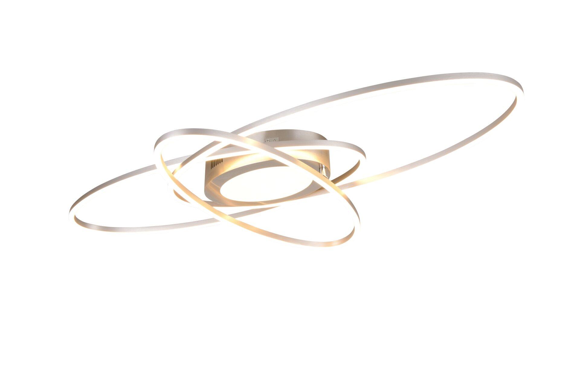 Deckenleuchte Ovine mit ringförmigem, golden schimmerndem Design und stufenlos einstellbarer Lichtfarbe.