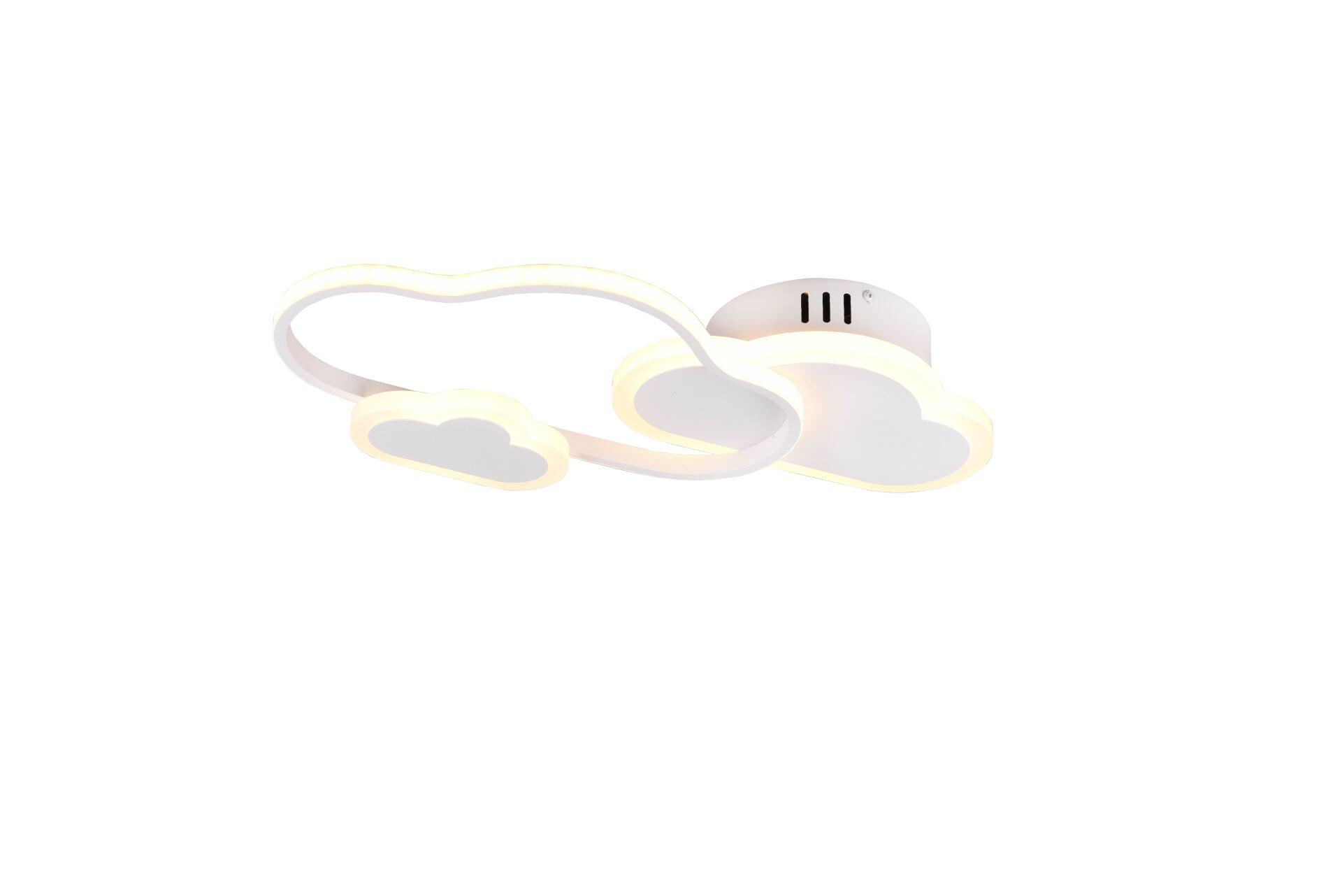 Deckenleuchte Cloudy mit stilisiertem Wolkenmotiv und drei geschwungenen Lichtbändern zur Befestigung an der Decke.
