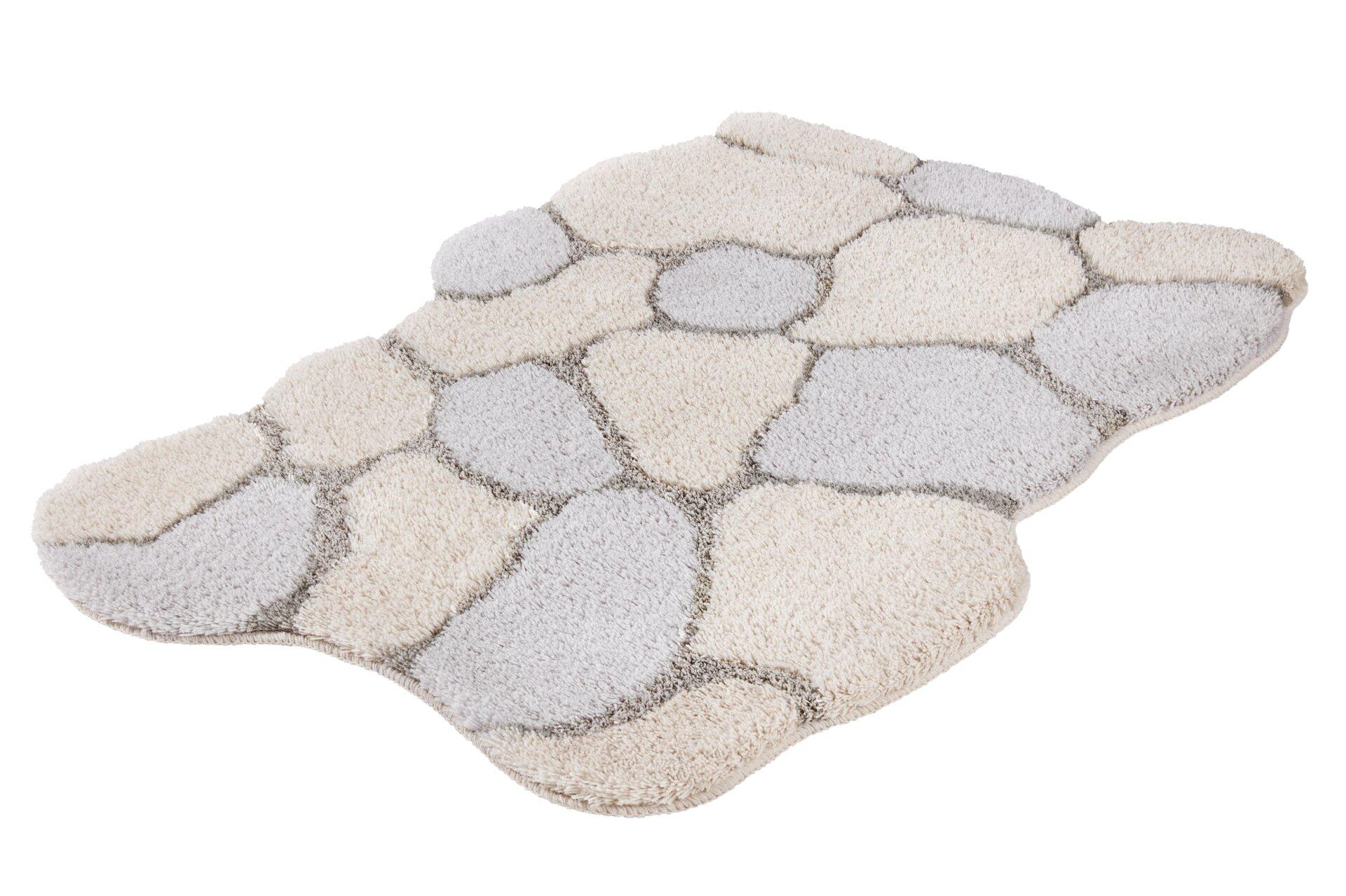 Badteppich Brick: Detailansicht des gemusterten, organisch geformten Designs mit Stein- oder Mosaik-ähnlichem Aussehen.