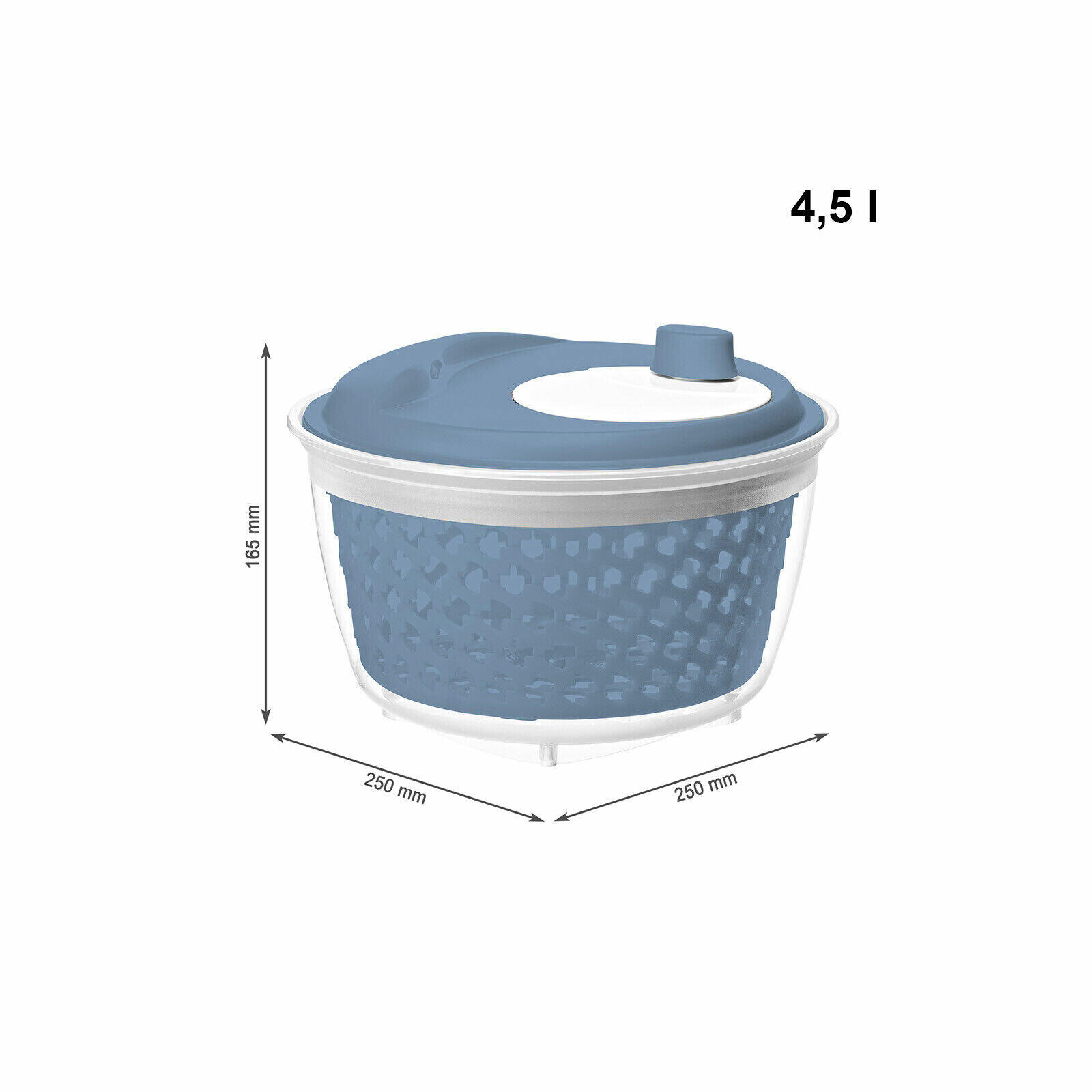 Rotho Kunststoff Blau Salatschleuder, Fresh – – Ca.25x16,5X25cm