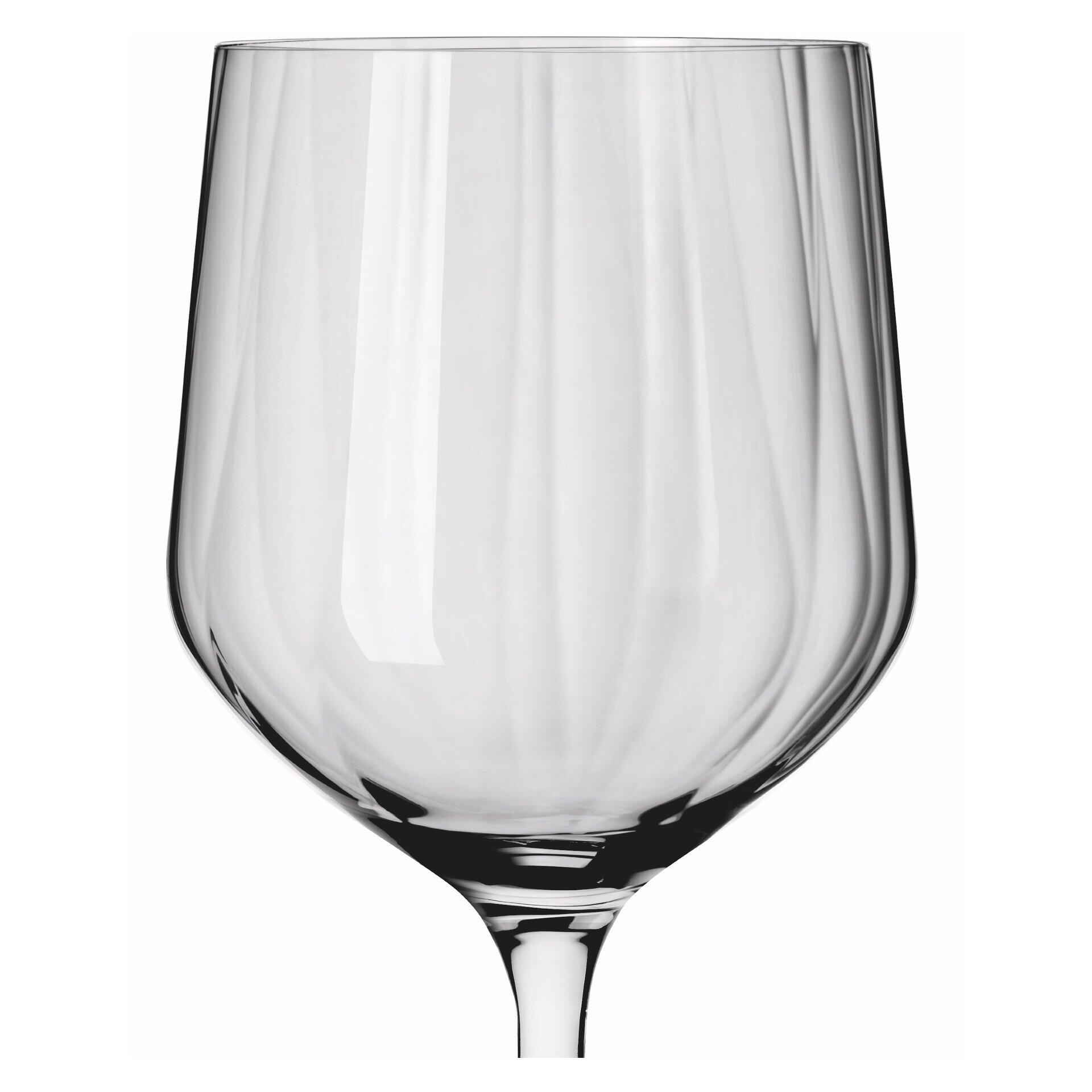 Gin-Glas mit Reliefstruktur im Frontalblick, Teil eines 2-teiligen Ginglas-Sets.