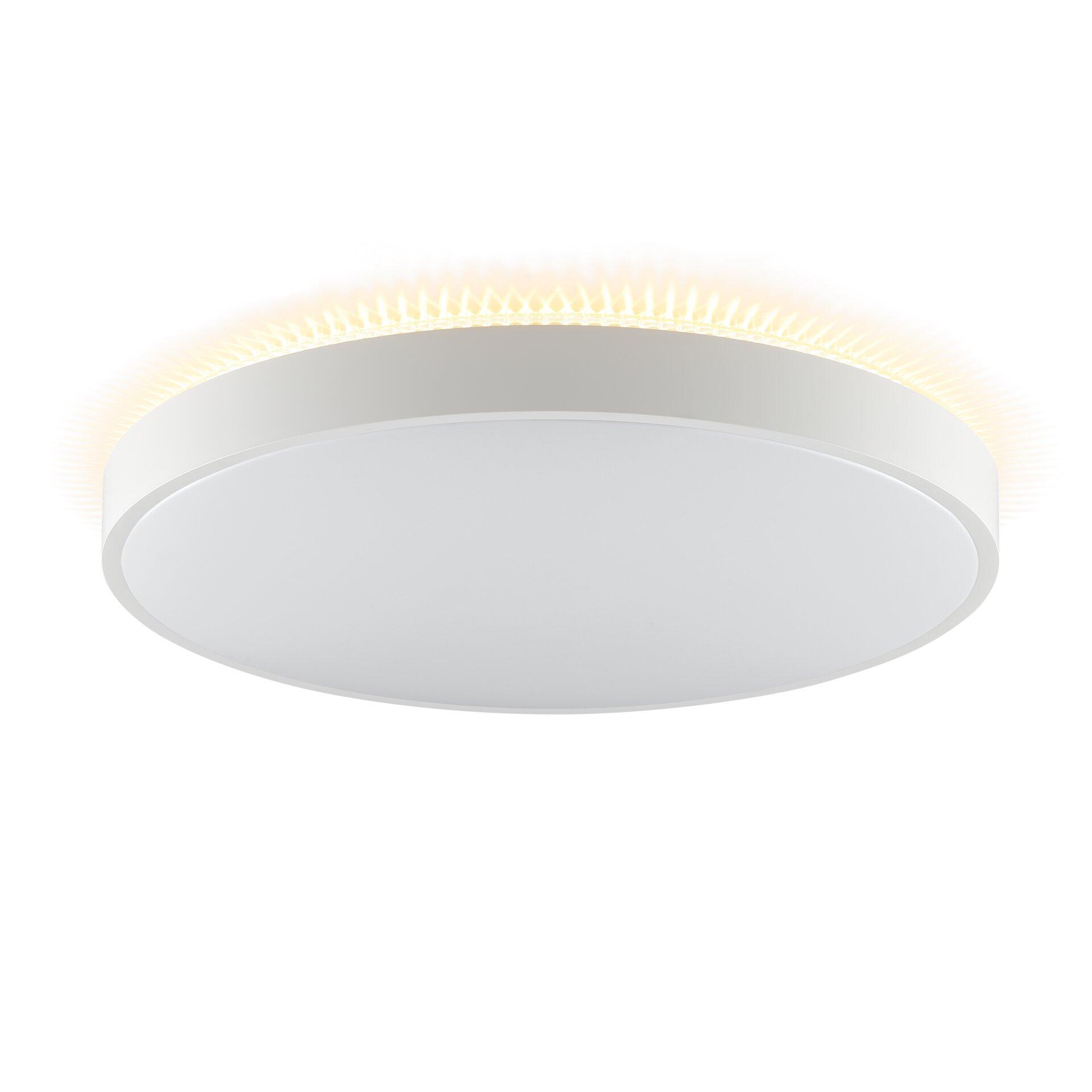 Deckenleuchte Solistra mit separierbarem Hintergrundlicht und dimmbarer Funktion, aus Vogelperspektive gezeigt.