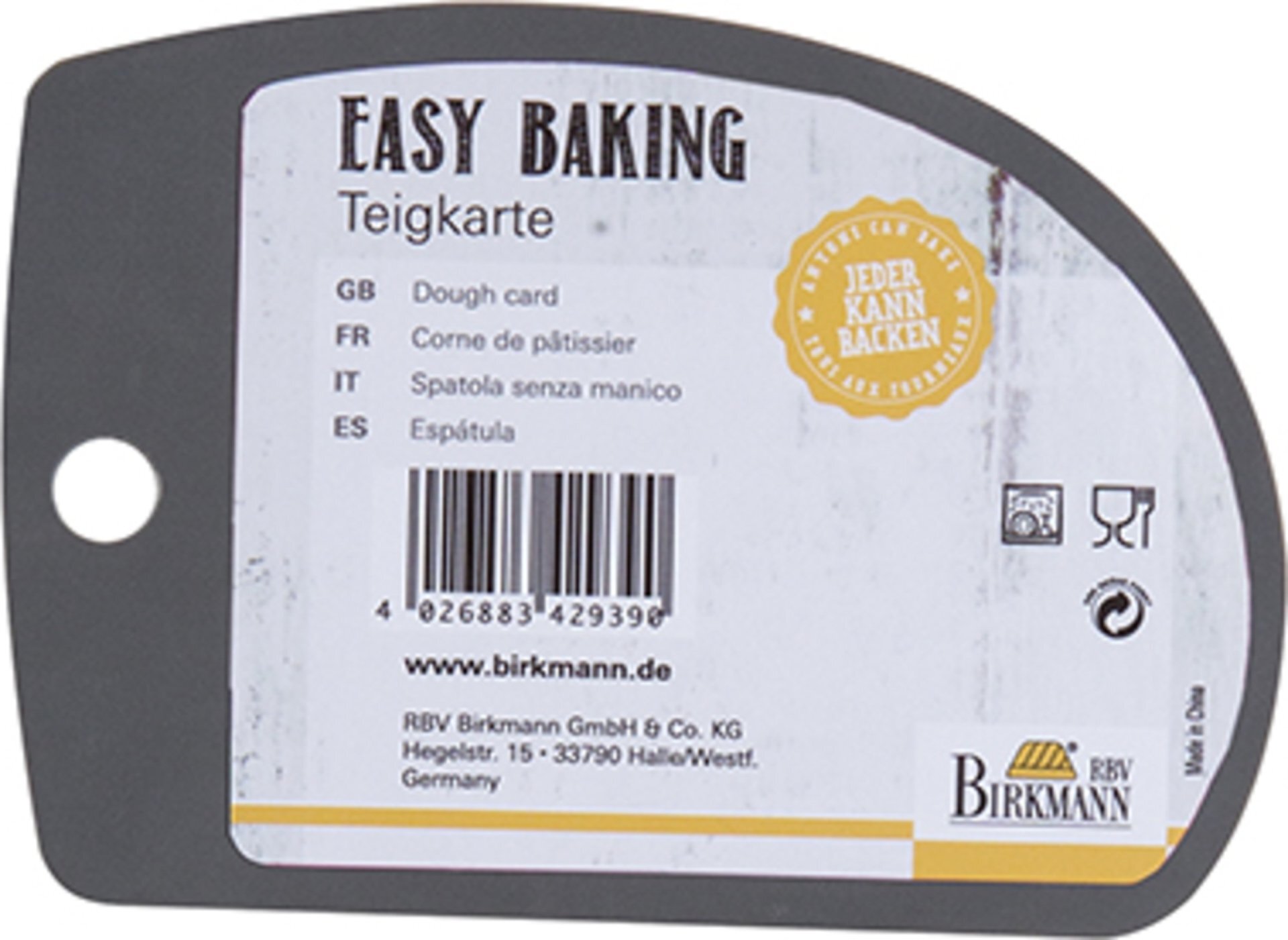 Teigkarte, Easy Baking Tools