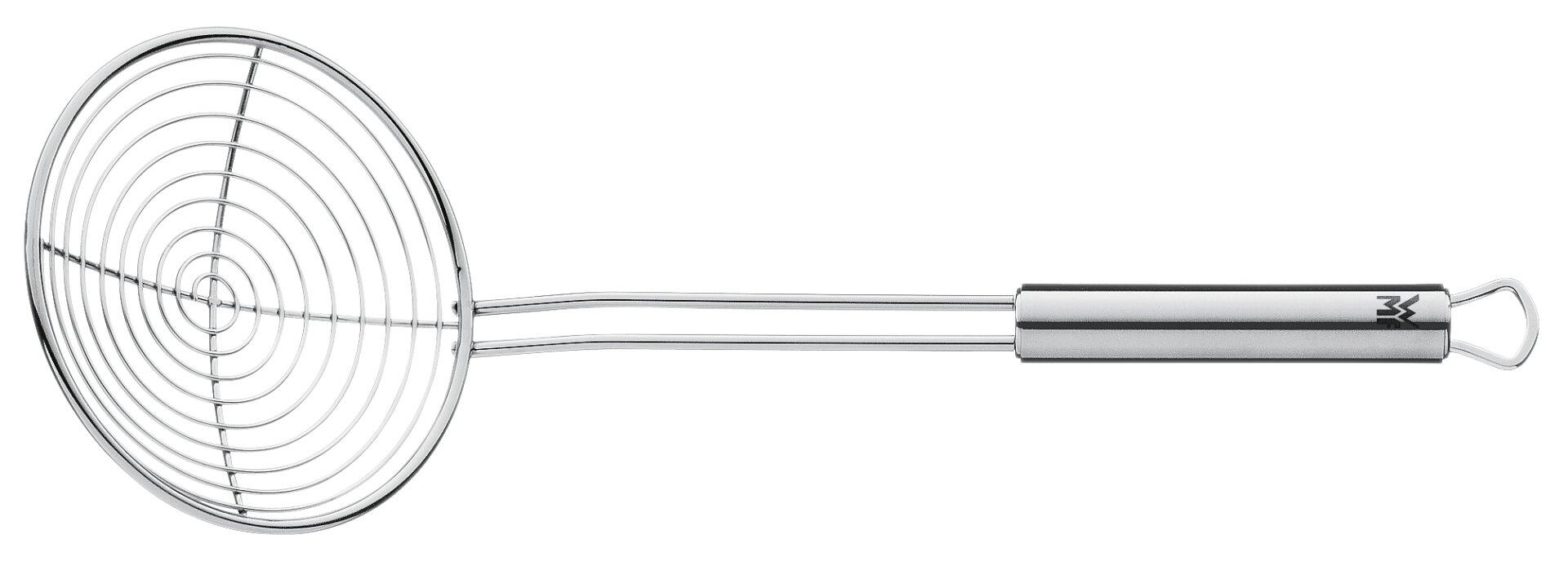 WMF Schaumlöffel Profi Plus, Edelstahl-Spargelschäler mit feinmaschigem Schälerkopf, langem Griff und Aufhängung.