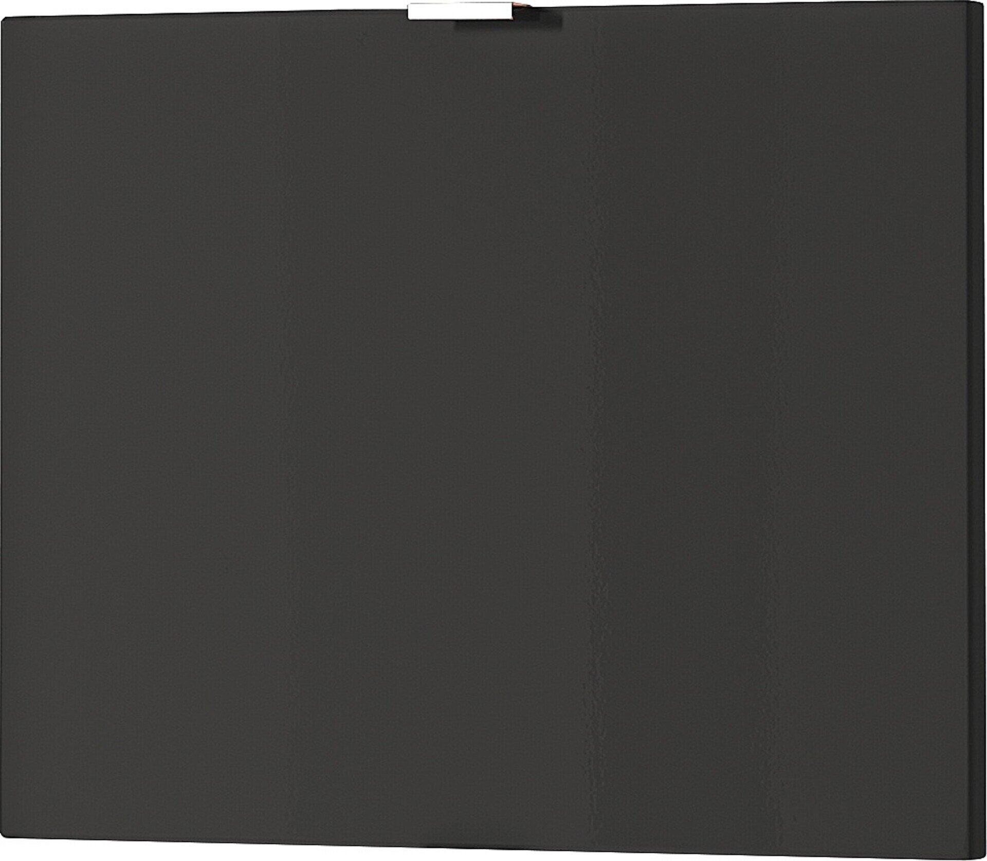 Klappe Colorado, graue Türfront mit hochglänzender Folierung, tiefgezogenen Kanten und silberfarbenem Griff zur einfachen Bedienung.