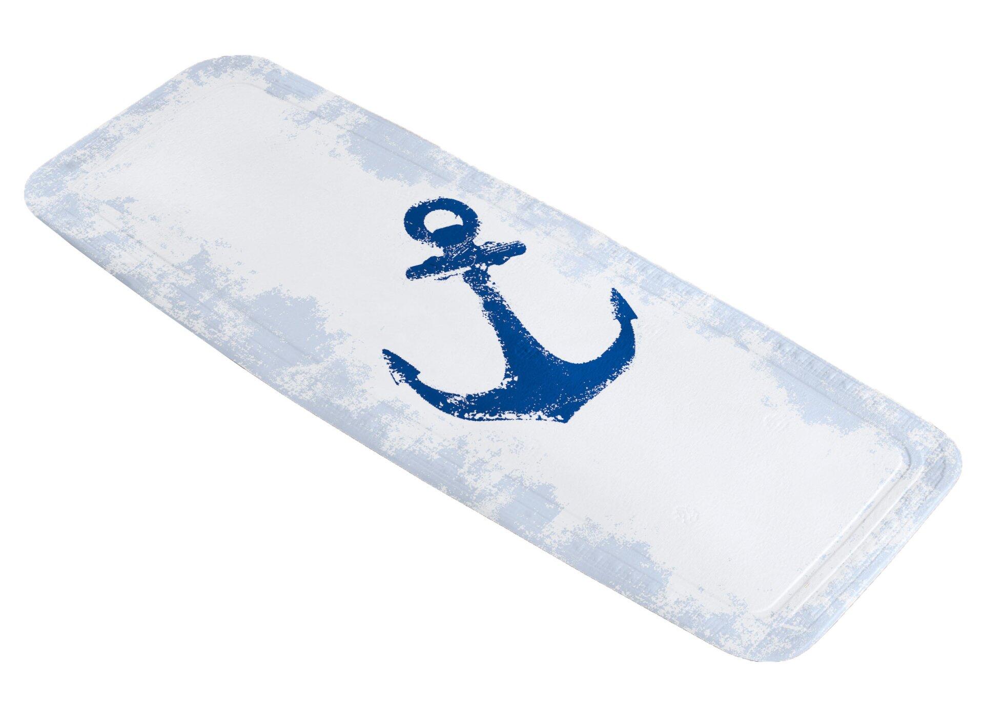 Dunkelblaue Wanneneinlage Anchor mit stilisiertem Anker-Motiv und verwittertem Design.