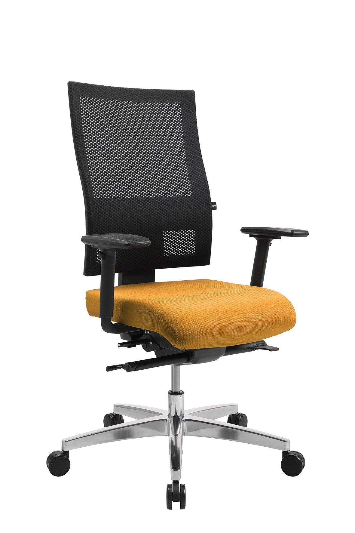 Ergonomischer Bürostuhl Sitness Profi 200 mit verstellbarer Sitzhöhe, Lordosenstütze und verstellbarer Lehne, dargestellt aus einer schrägen Frontalperspektive.