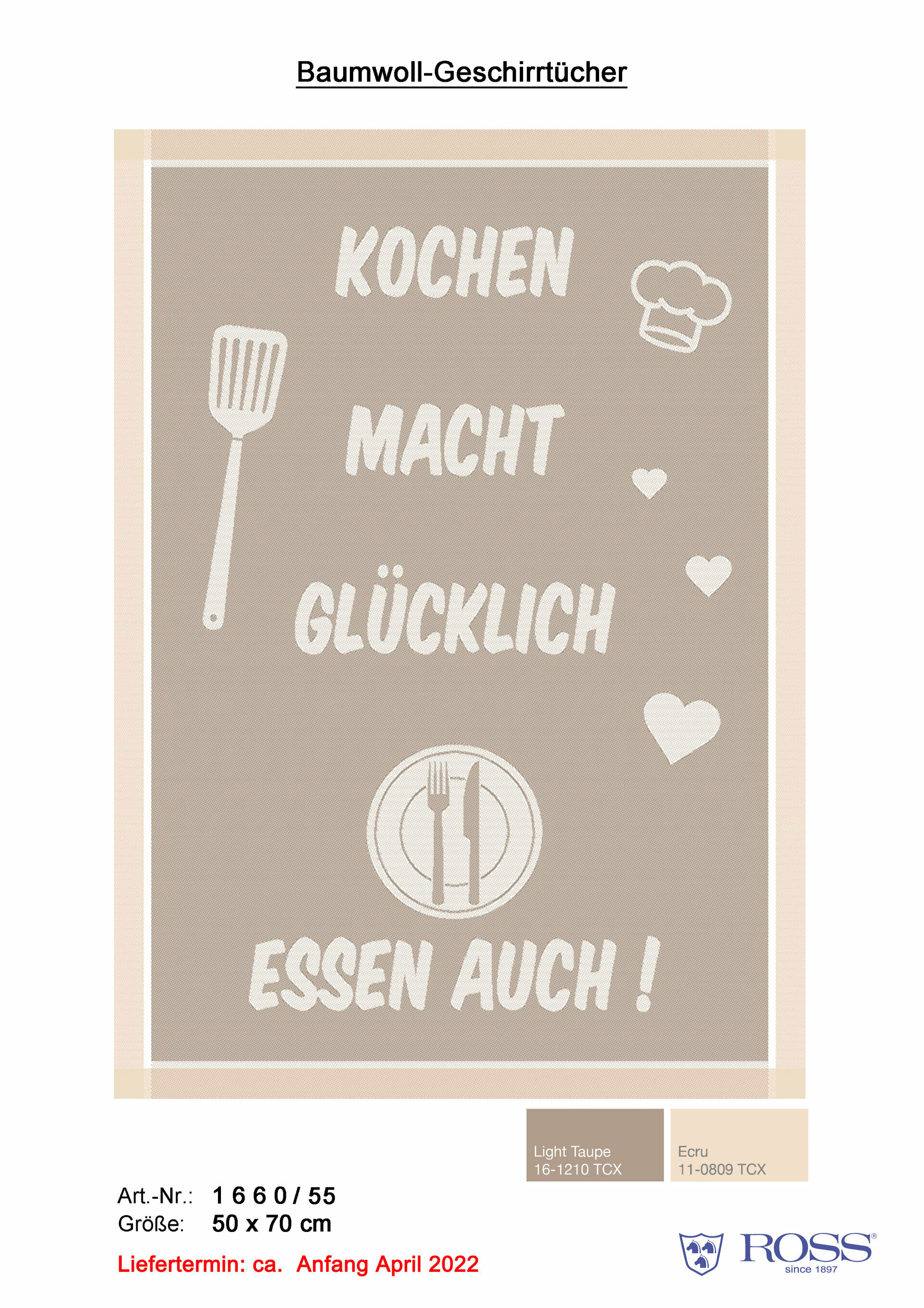 Geschirrtuch, Kochen macht glücklich … Essen auch