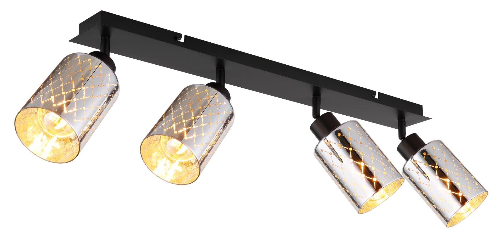 Strahler ALONSO: Moderne Deckenleuchte mit vier dreh- und schwenkbaren Spots und filigranem, diamantförmigem Muster für individuelle Lichtausrichtung.