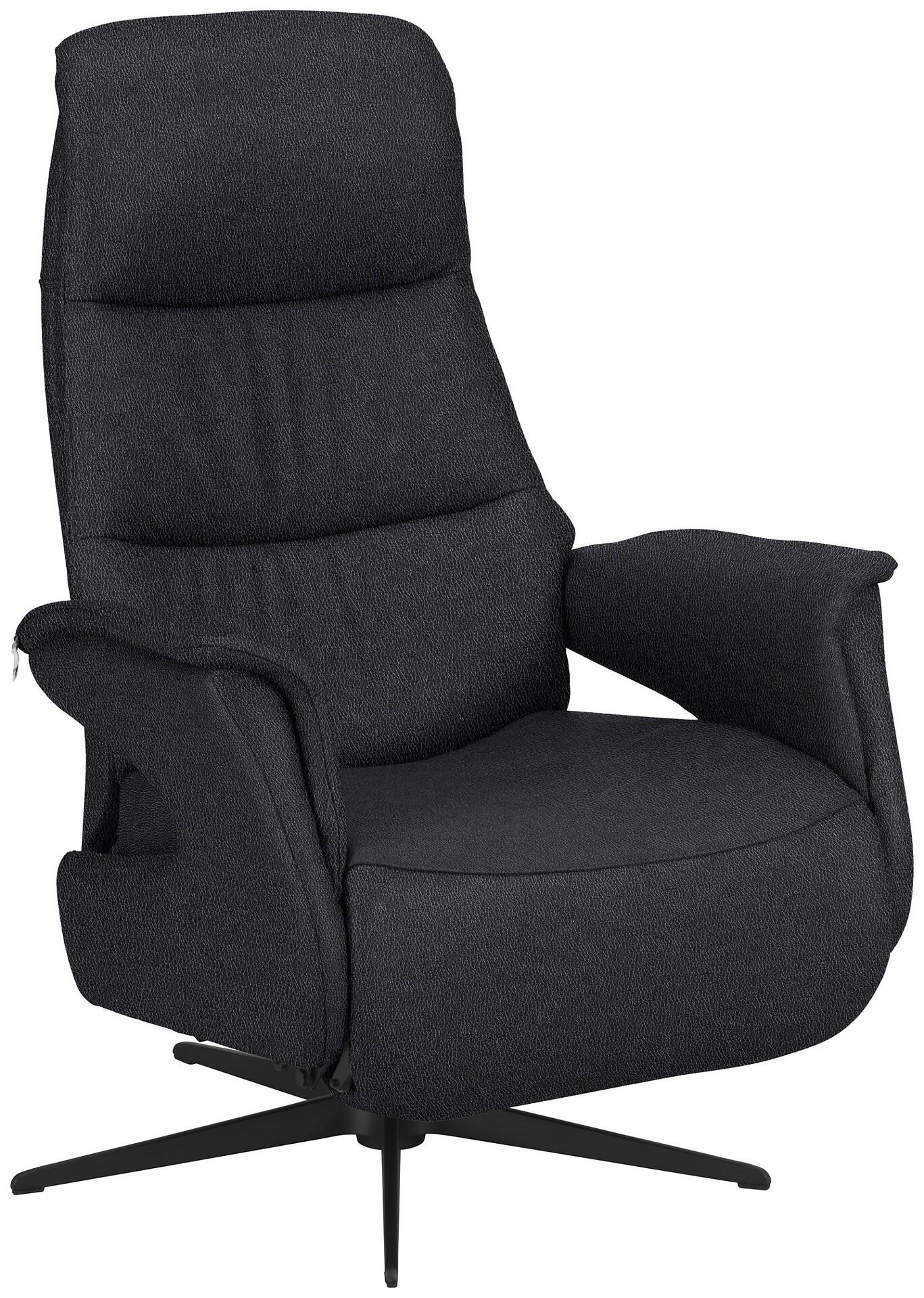Relaxsessel 8102 mit drehbarer Sitzfläche und schwarzem Sternfußgestell, Detailaufnahme der seitlichen Perspektive mit abnehmbarem Bezug.