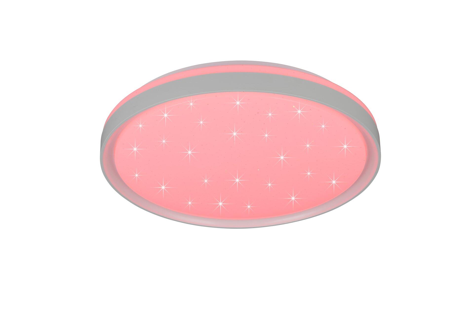 Deckenleuchte Solit mit silbergrauen Rahmen und stufenlos einstellbarer Lichtfarbe, inklusive Starlight-Effekt für einen sternenübersäten Lichtbild.