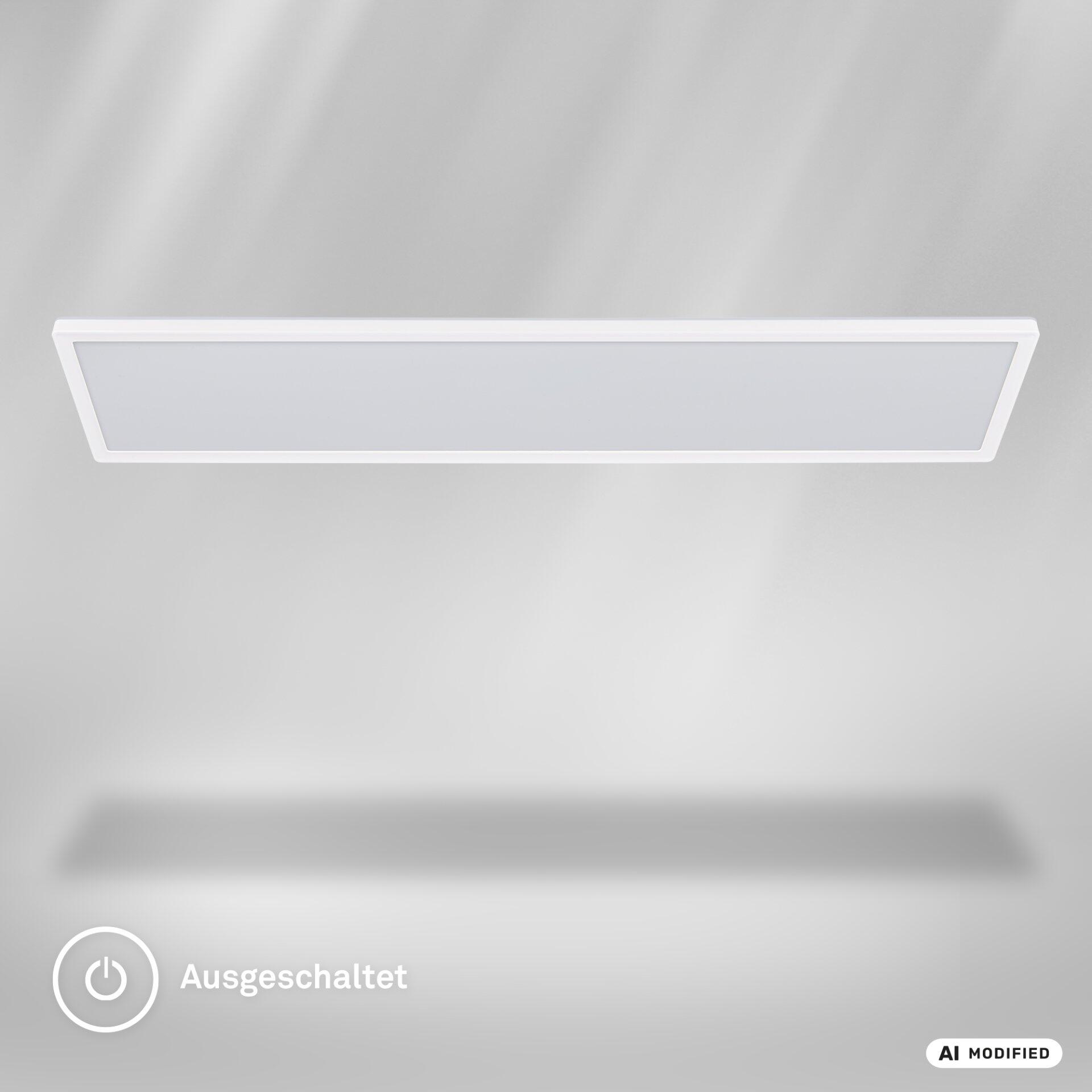 LED-Panel Move, flaches Design mit sichtbarer Kante, im ausgeschalteten Zustand auf hellgrauem Untergrund aus der Vogelperspektive dargestellt.
