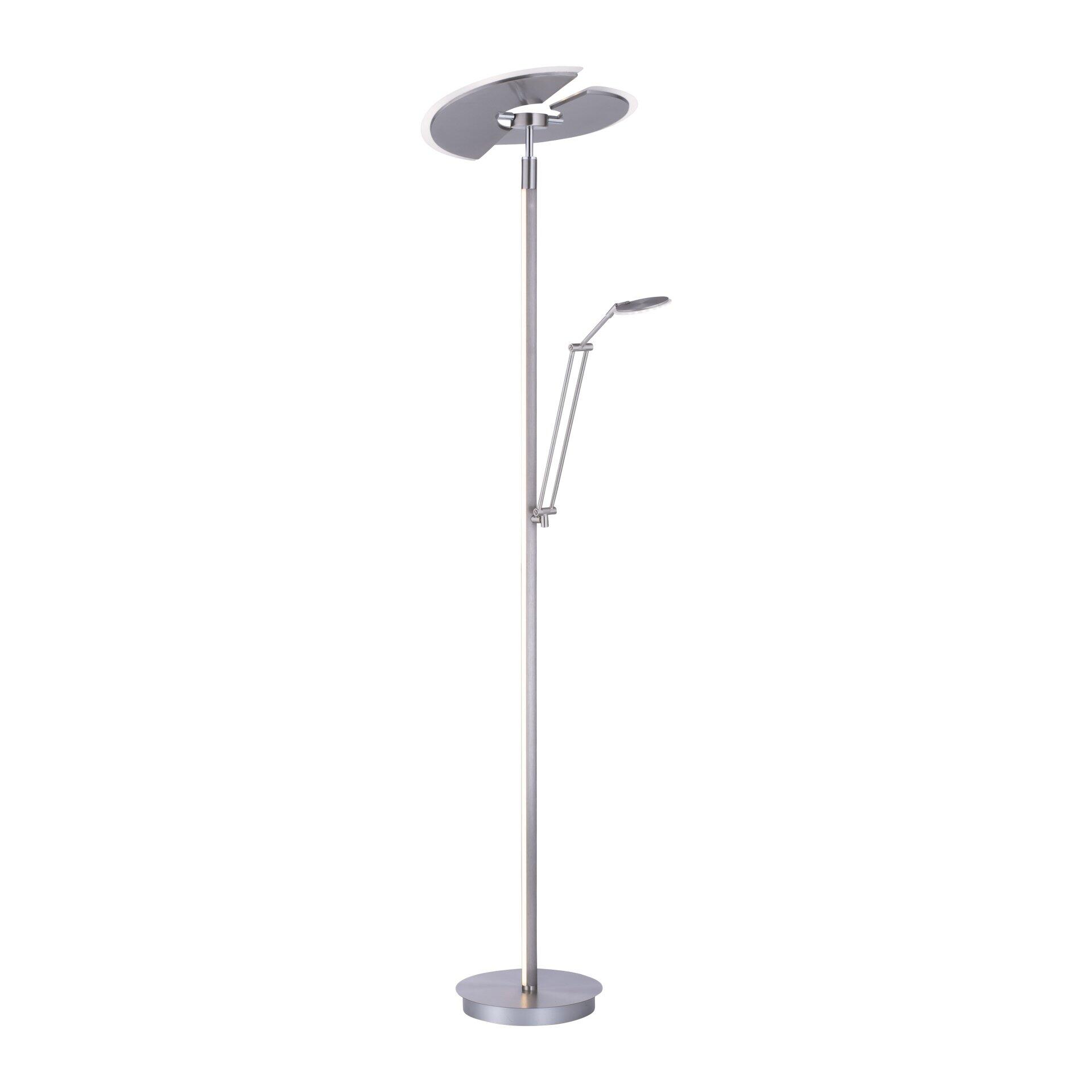 Stehleuchte Pure Mutil mit flexiblem Arm und zwei konkaven Lampenkopf-Scheiben für flexible Lichtausrichtung.