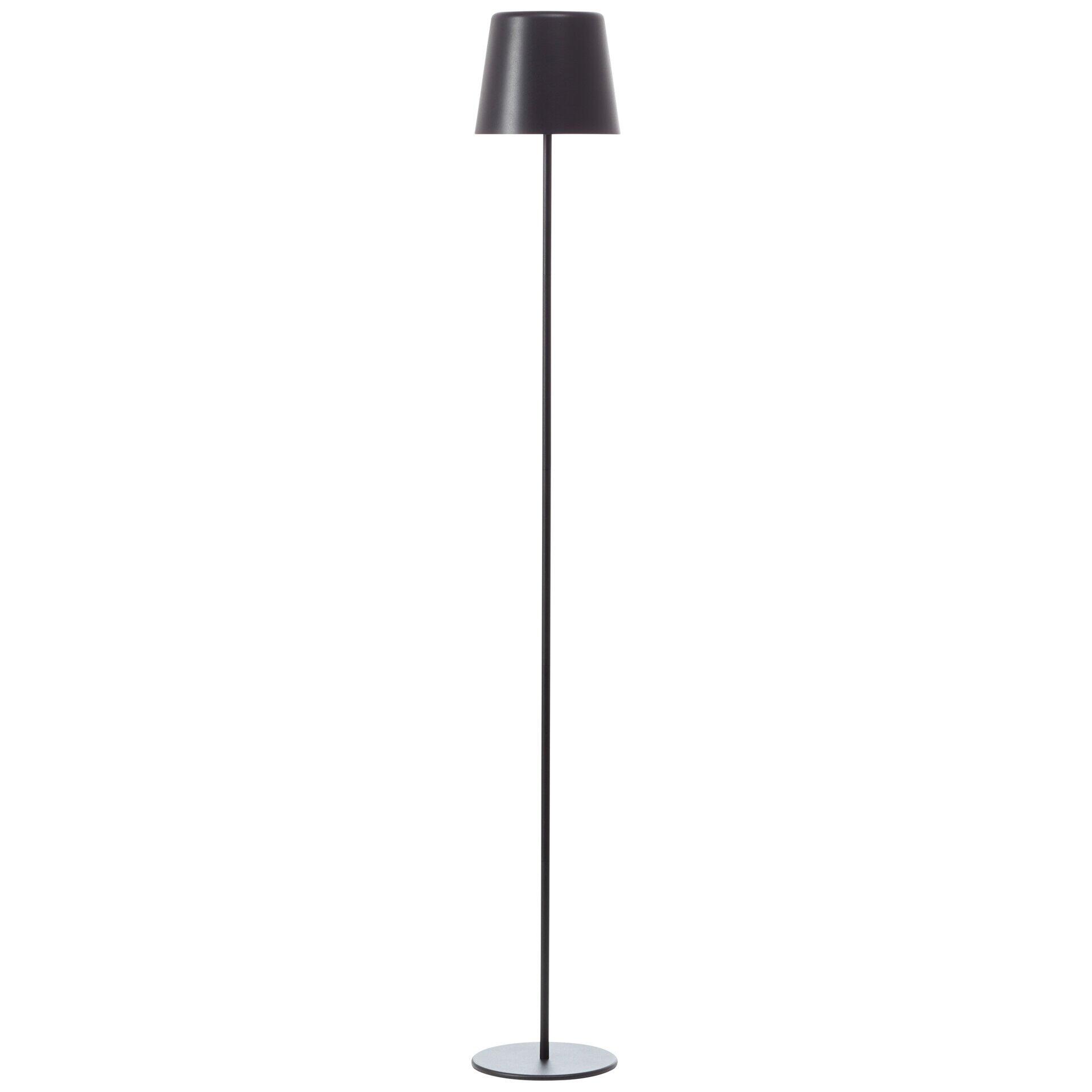 Stehende Kaami LED Standleuchte mit verstellbarer Höhe, schlankem schwarzen Design und konischem Lampenschirm.
