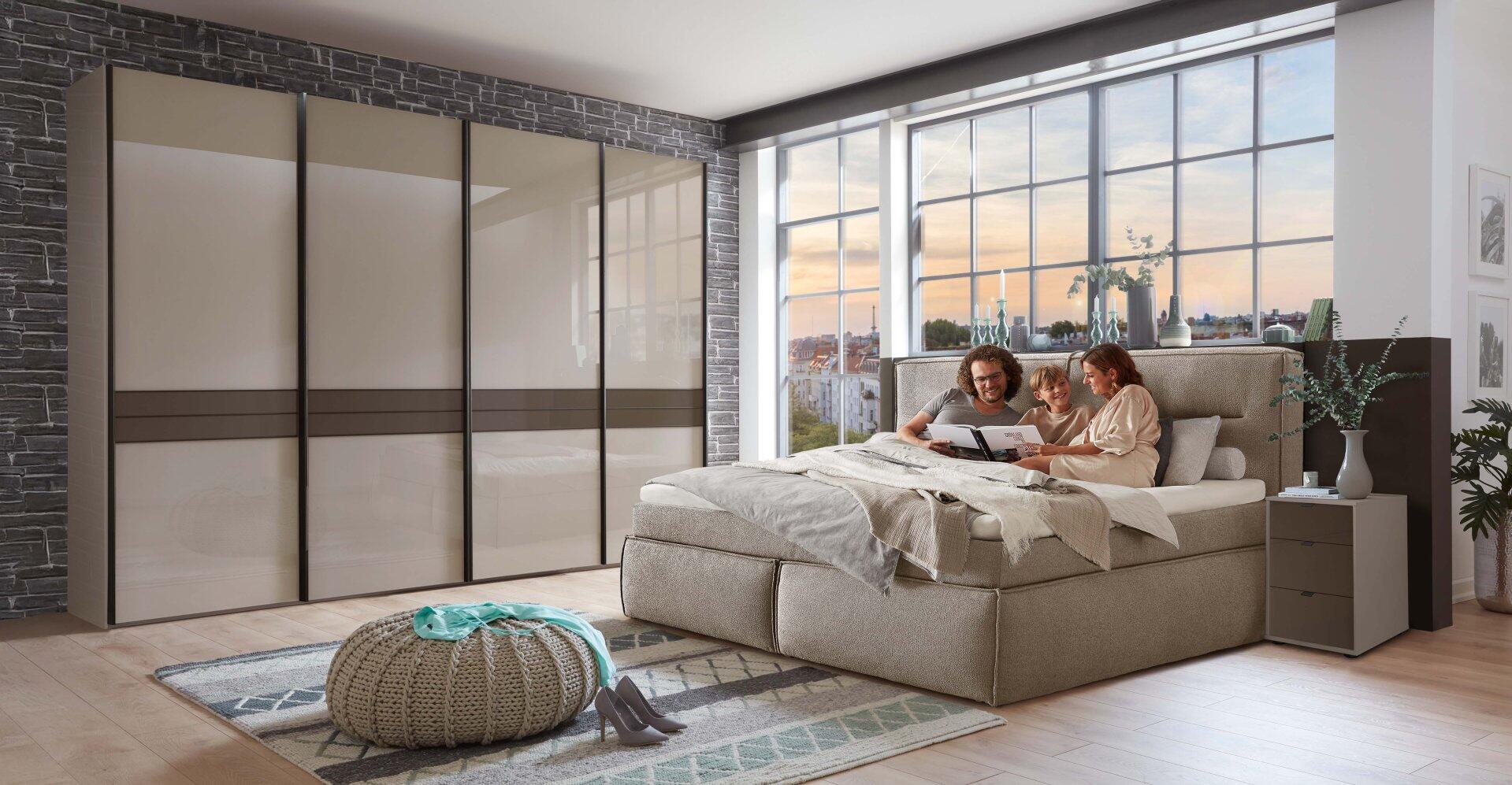 Boxspringbett, Las Vegas | Graubraun | 180x200