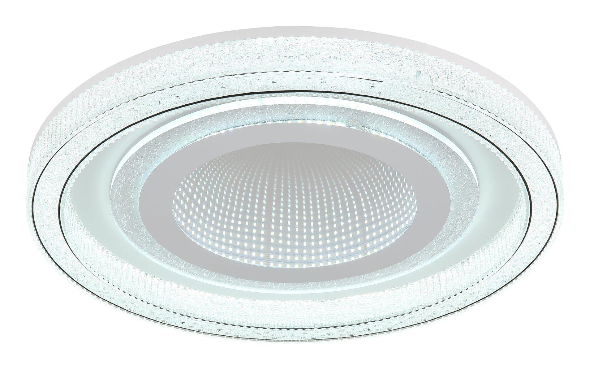 Deckenleuchte 48557-48W mit kristallartigen Akrylelementen und mehrschichtiger Konstruktion für ein effektvolles Lichtspiel.