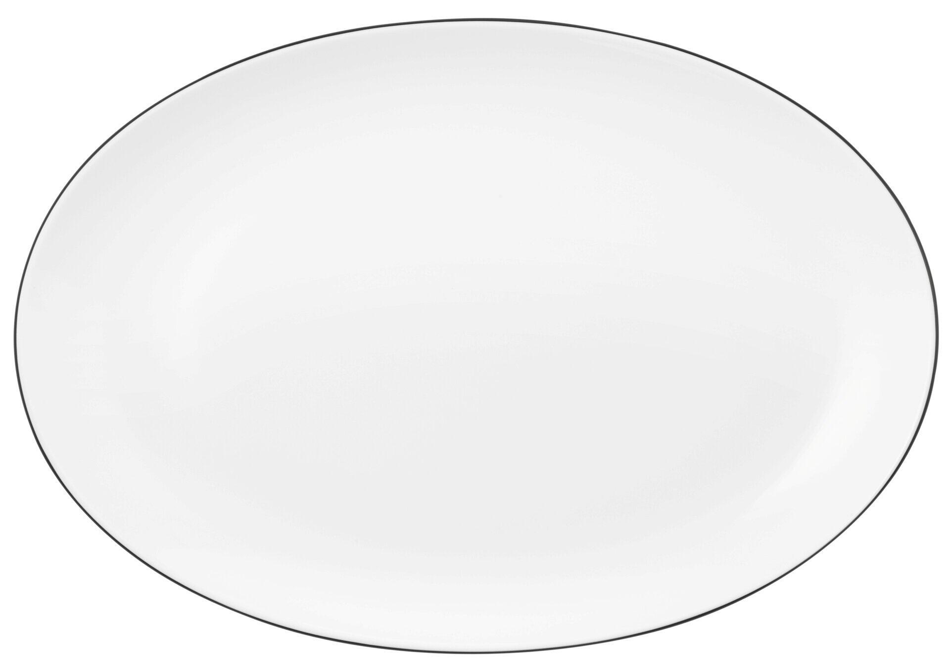 Servierplatte Lido mit schwarzem Farbrand, aus der Vogelperspektive dargestellt.