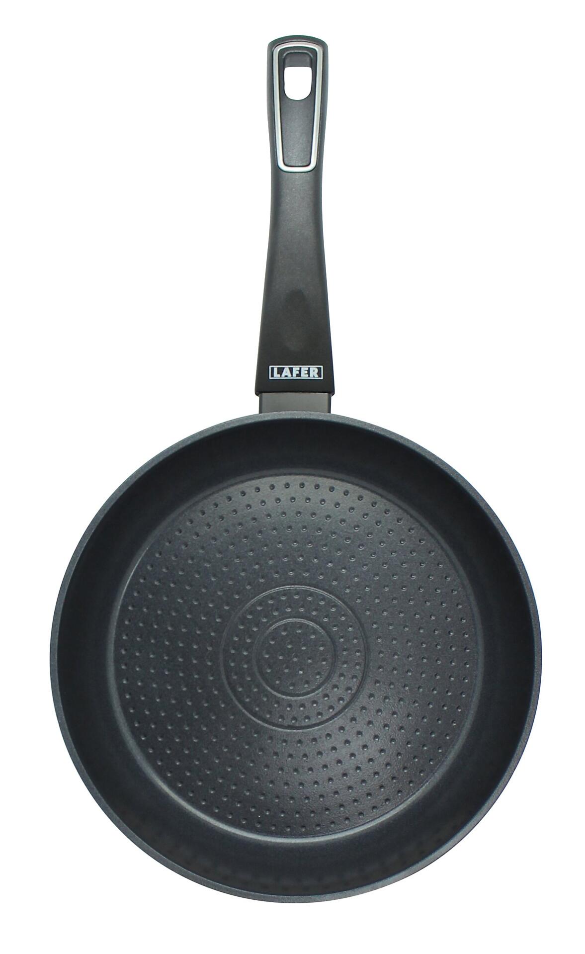 Bratpfanne Lafer, Ø24cm, mit schwarzer Antihaftversiegelung und punktiertem Muster für eine leichte und schonende Zubereitung.