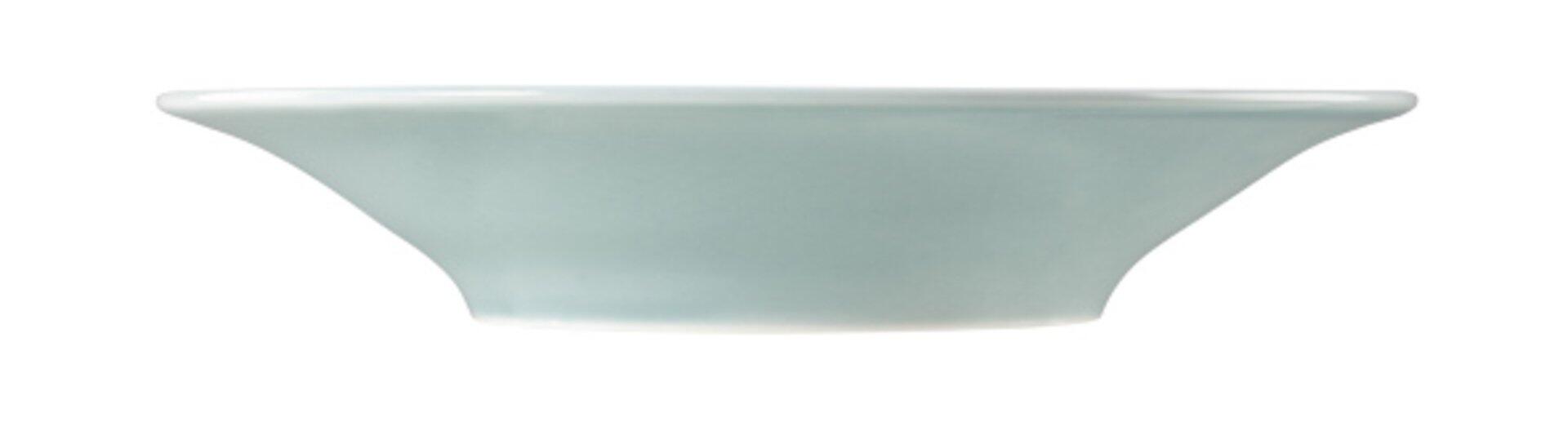 Suppenteller Beat mit konischer Form und reliefartigem Dekor im Arktisblau.