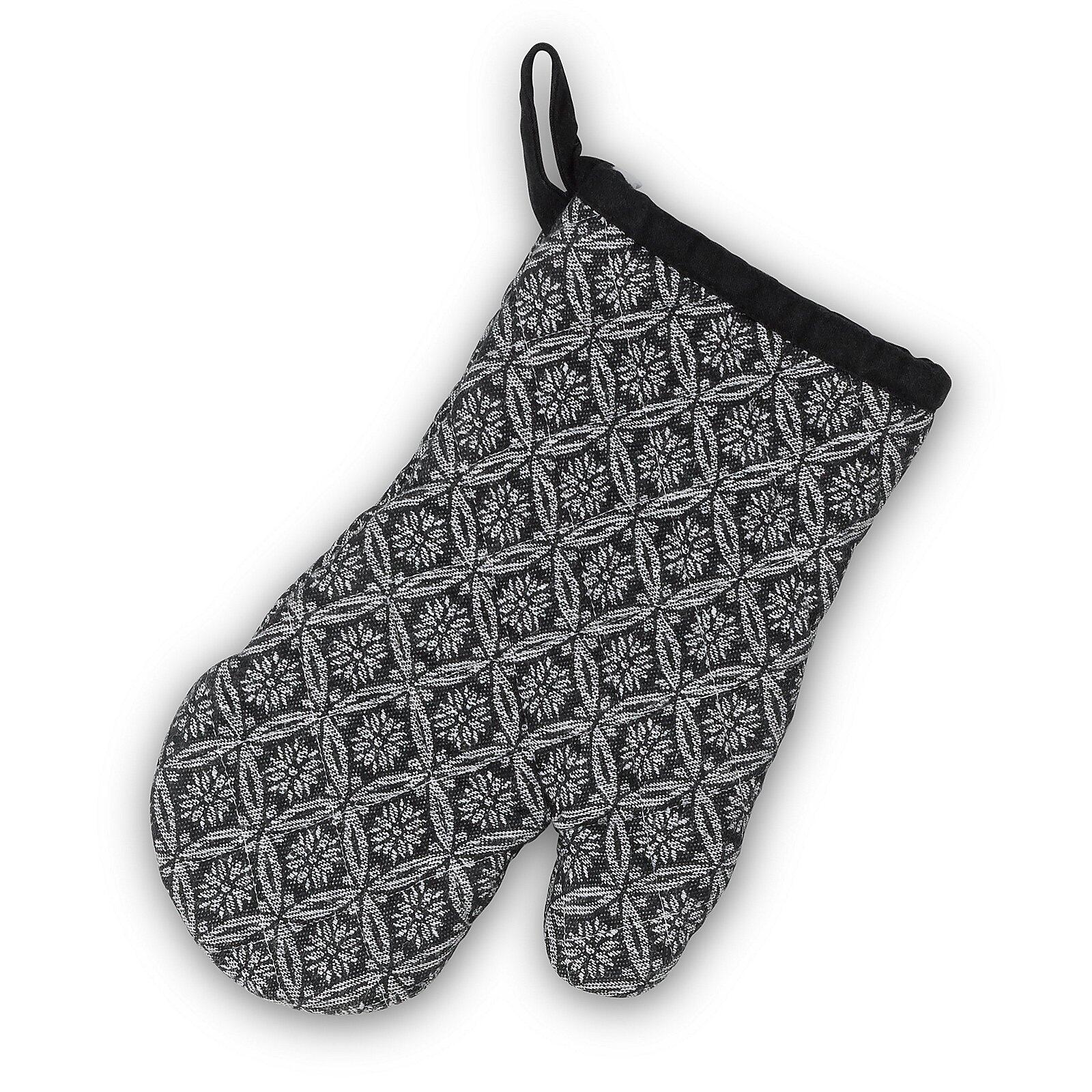Topfhandschuh Gianna mit geometrischem Muster und Aufhänge-Schlaufe für einen sicheren Griff.