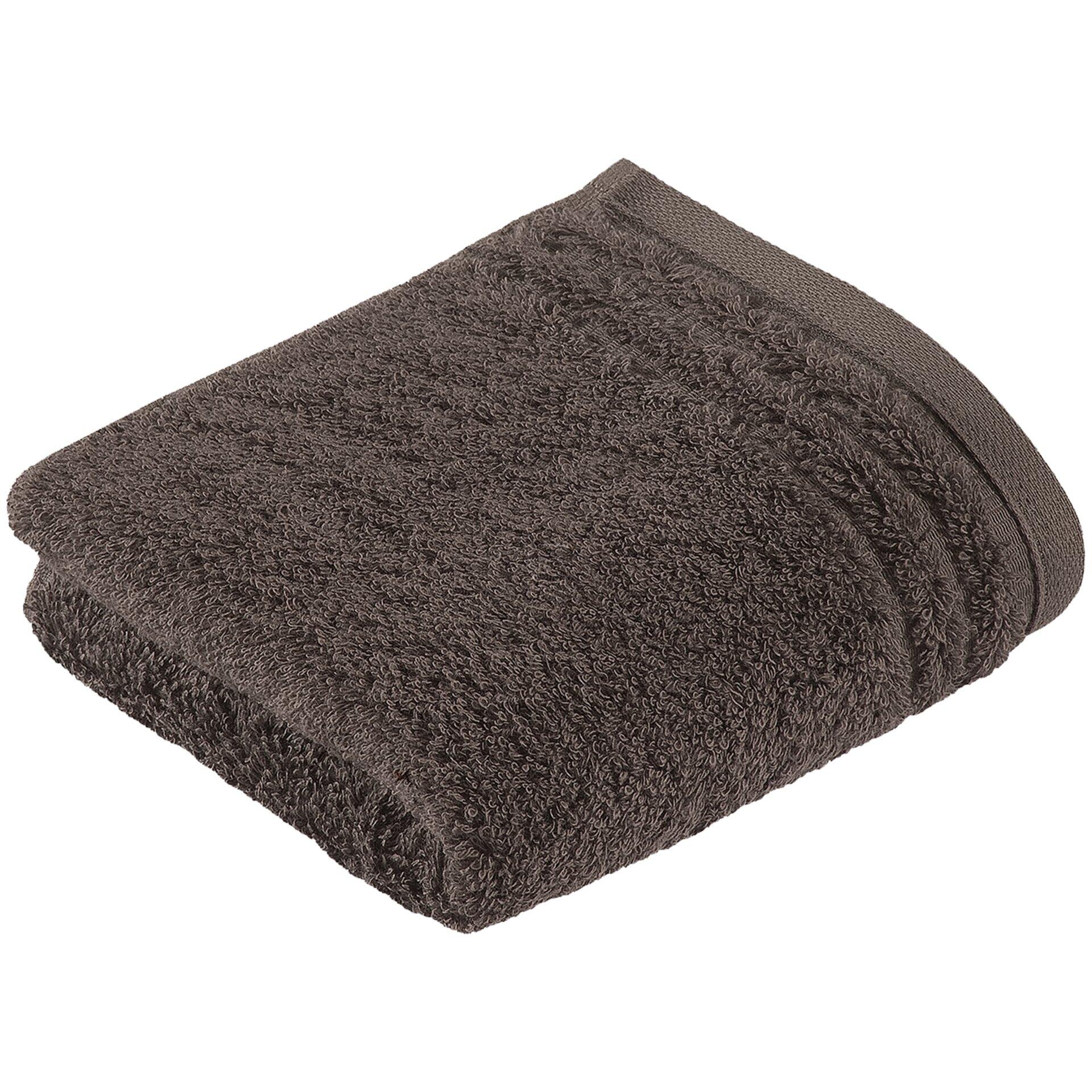 Graues Gästetuch ViennaStyleSupersoft mit stark strukturierter Oberfläche und hoher Saugfähigkeit auf weißem Hintergrund.