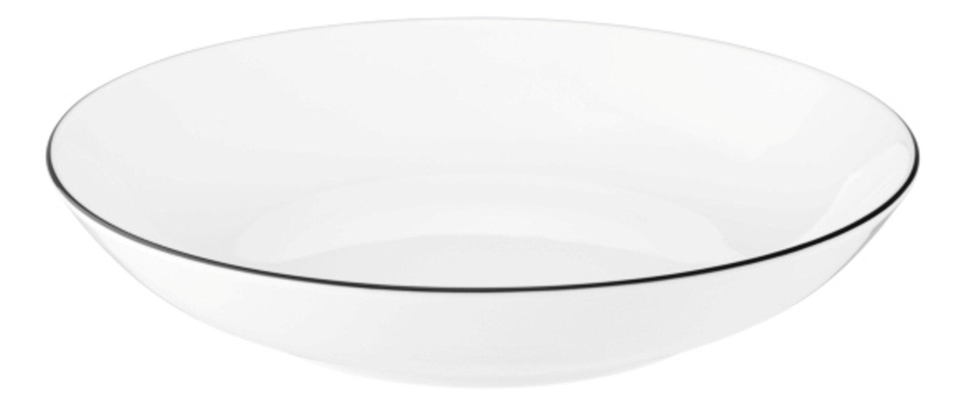 Suppenteller Lido mit schwarzem Farbrand, schlichtes modernes Design.