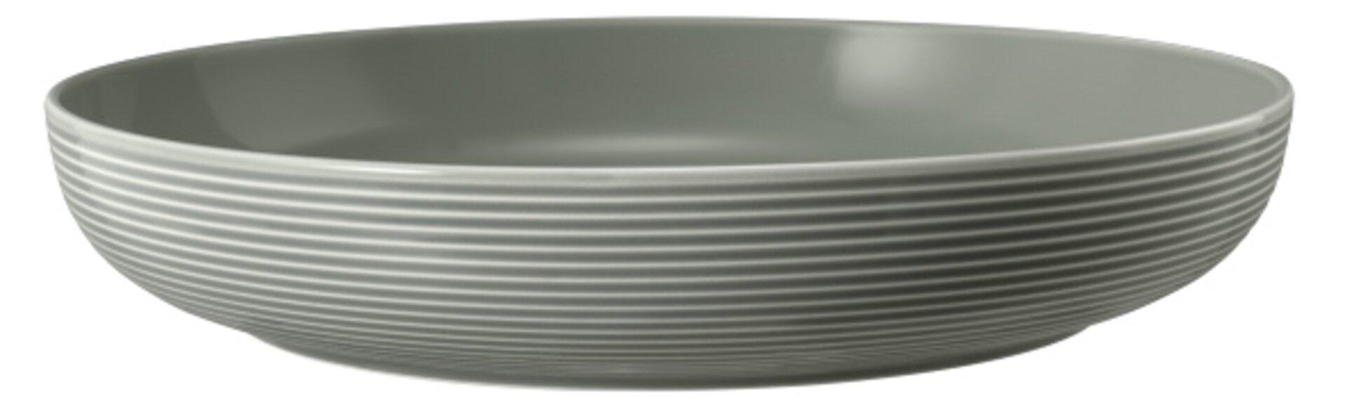 Graue Foodbowl Beat mit leicht konischer Form und horizontalen Rillen im Inneren, aus der Vogelperspektive.