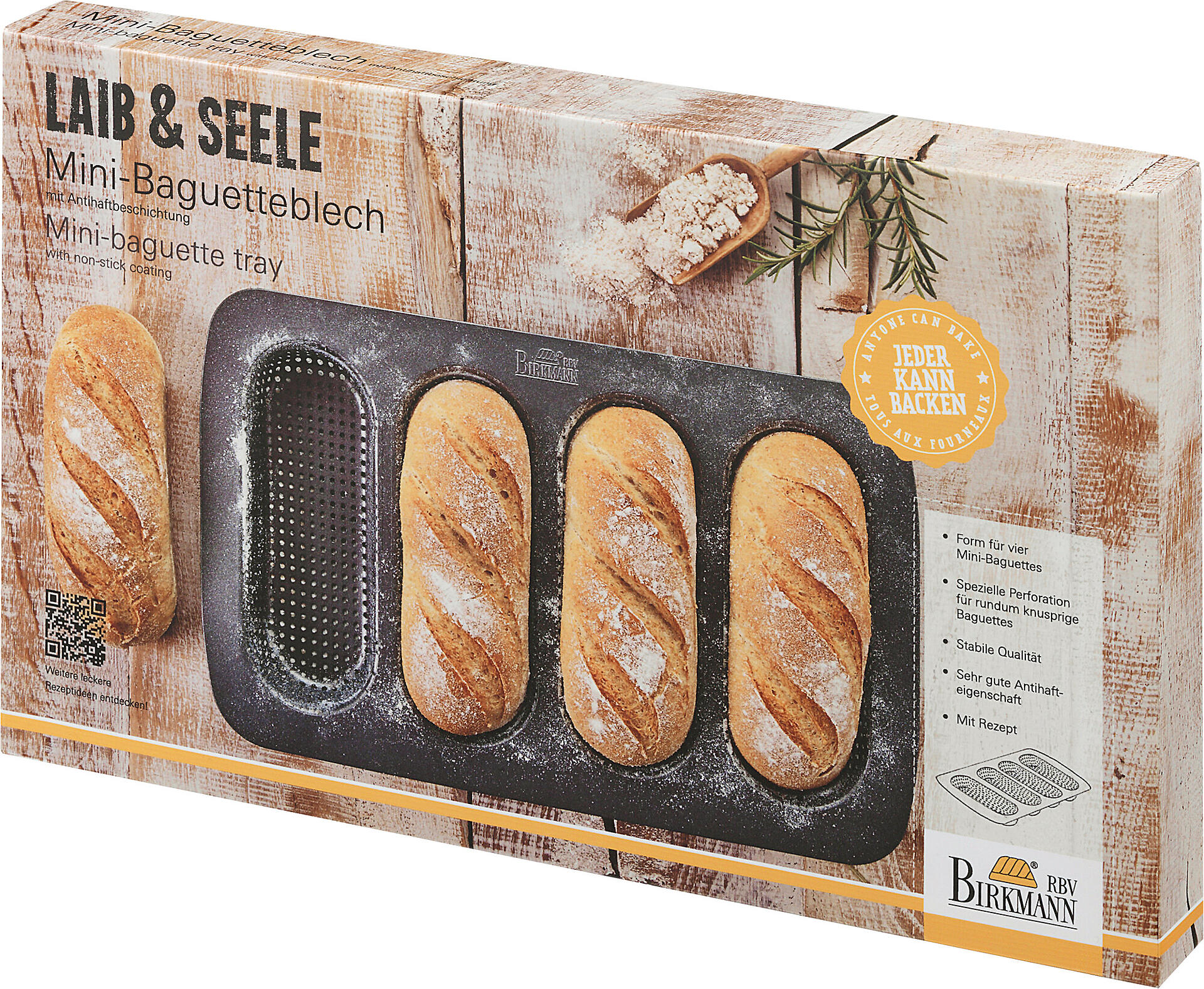 Birkmann Rbv Braun Mini-Baguetteblech, Laib & Seele – Ca.38,5X3x22cm