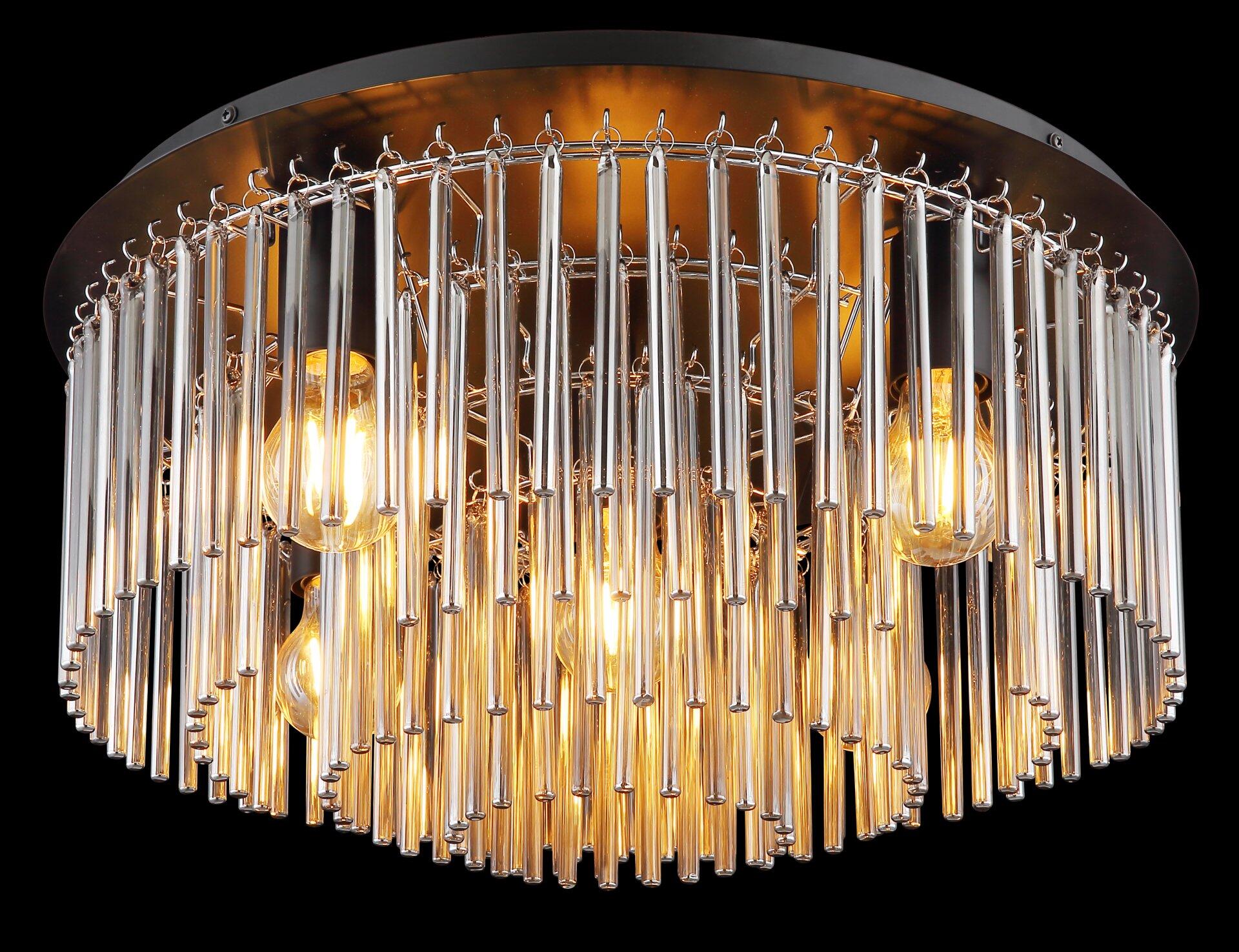Deckenleuchte GORLEY mit rauchfarbenen Glasstäben, die das Licht diffus streuen und für eine elegante, moderne Beleuchtung sorgen.
