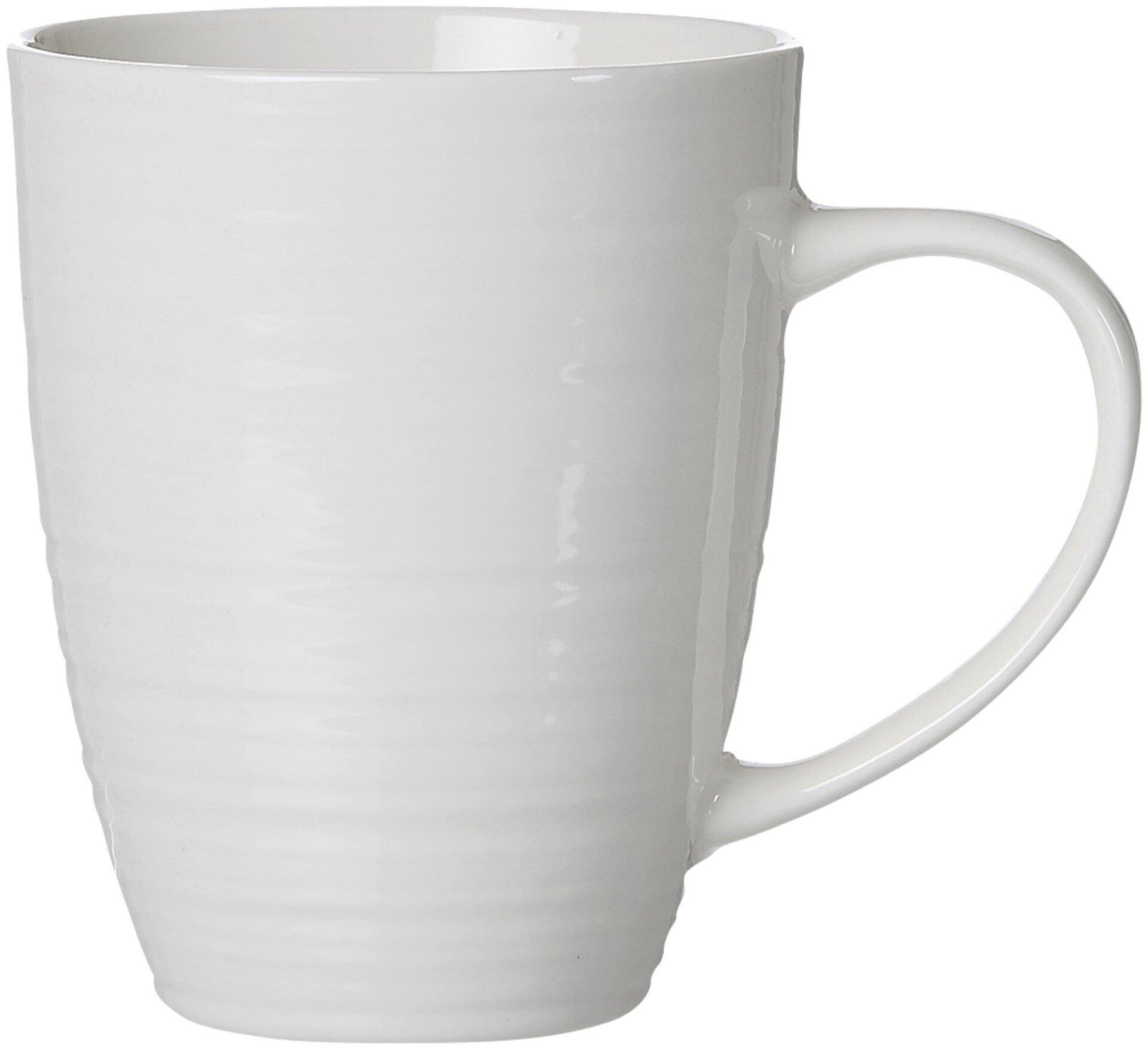 Kaffeebecher Suomi von Ritzenhoff & Breker, konisch geformt mit strukturierter Oberfläche und elegantem Griff, aus der Vogelperspektive dargestellt.