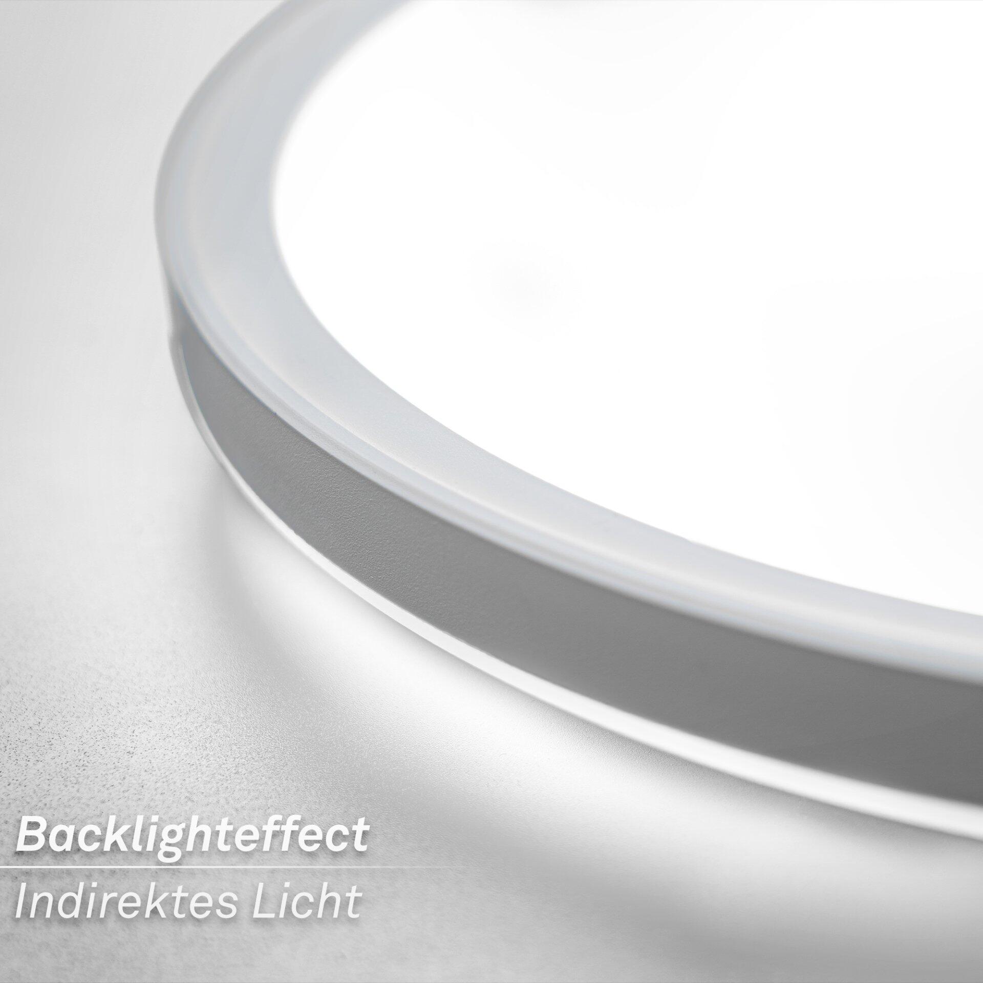 Panel Tava a: Runder Spiegel mit integrierter, indirekter LED-Beleuchtung im Durchmesser von 42 cm.
