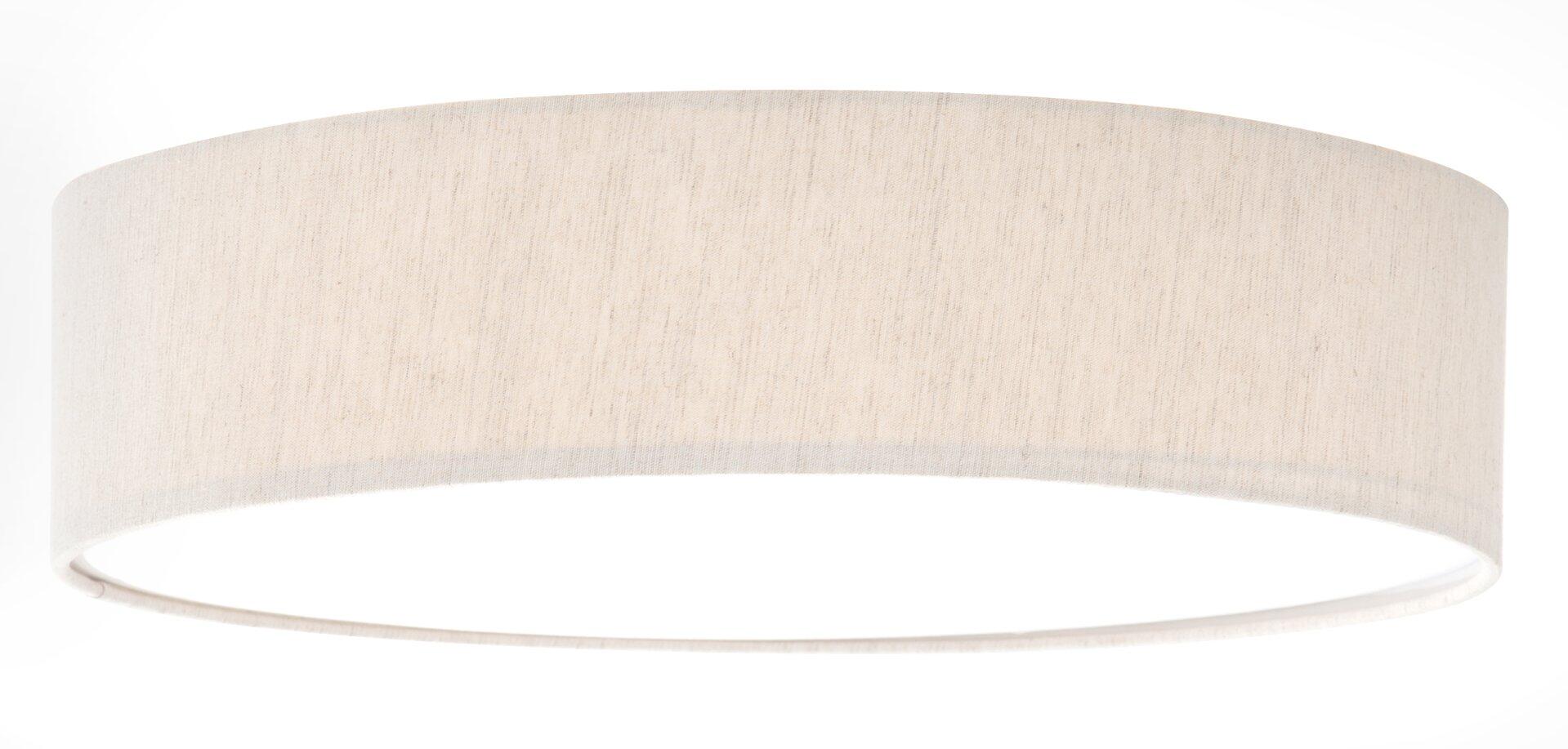 Deckenleuchte CONNY mit runder, stoffbezogener Schirmfläche und feiner Textur.