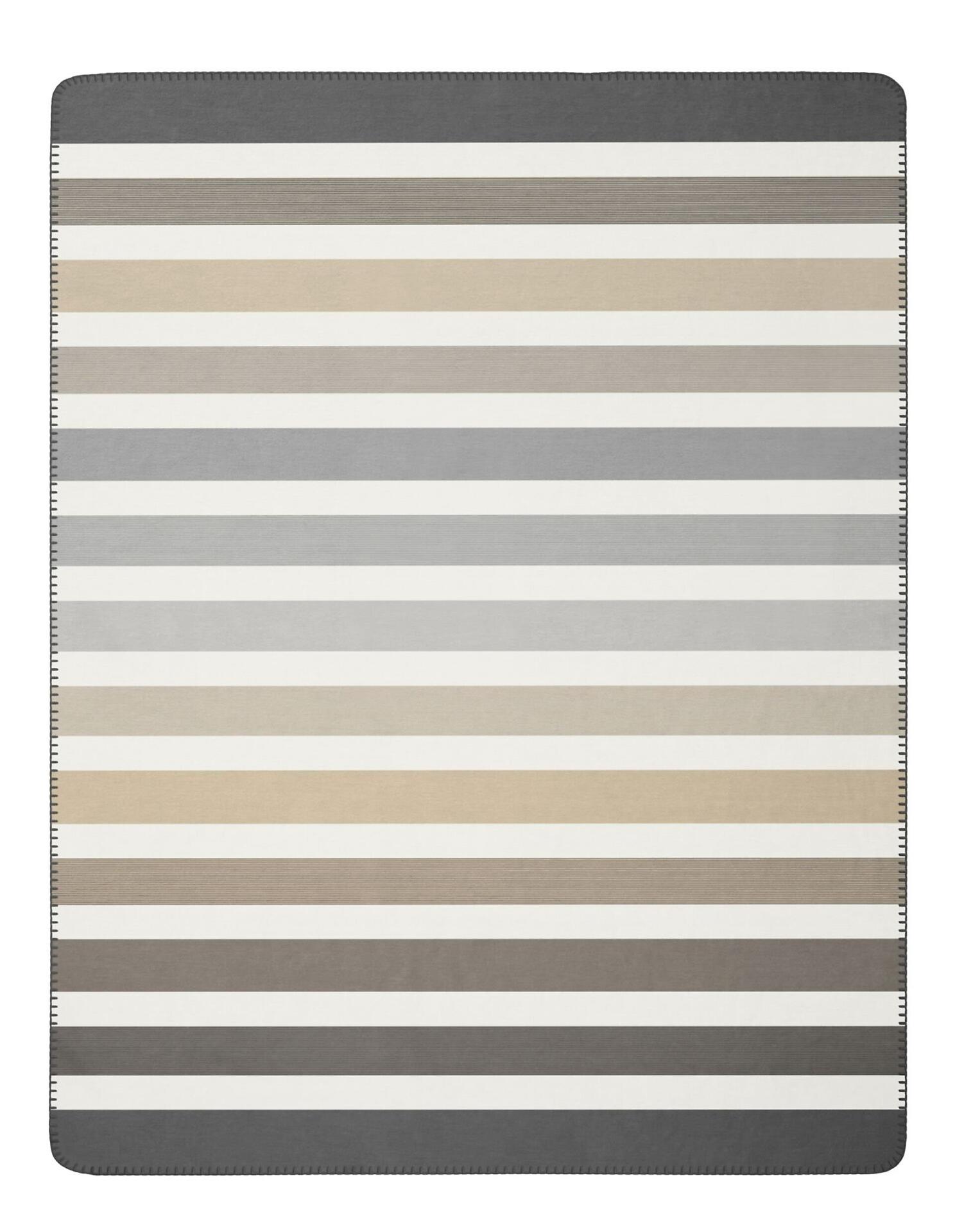 Gestreifter Teppich Modern Classic mit horizontalen Grau-, Beige- und Weißstreifen in frontalem Blickwinkel.