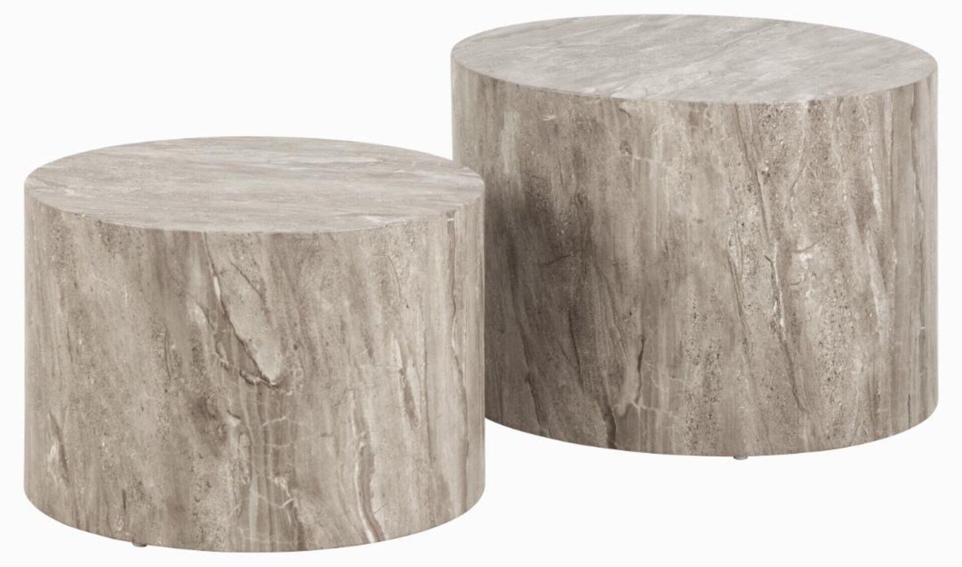Actona Group Grau Couchtisch "Dice 2Er Set - Steinoptik Modern & Stilvoll Skandinavisches Design" Couchtisch Beistelltisch Rund 2Er-Set Steinoptik In Weiteren Variationen T: 58/50 Cm von Baur - Bild 3