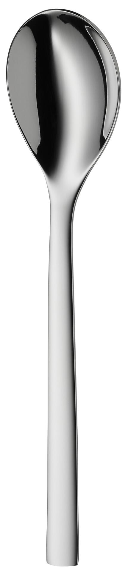 Menülöffel Atria von WMF, elegant in Seitenansicht mit runder Schöpfmulde und filigranem, hochglänzend poliertem Stiel.