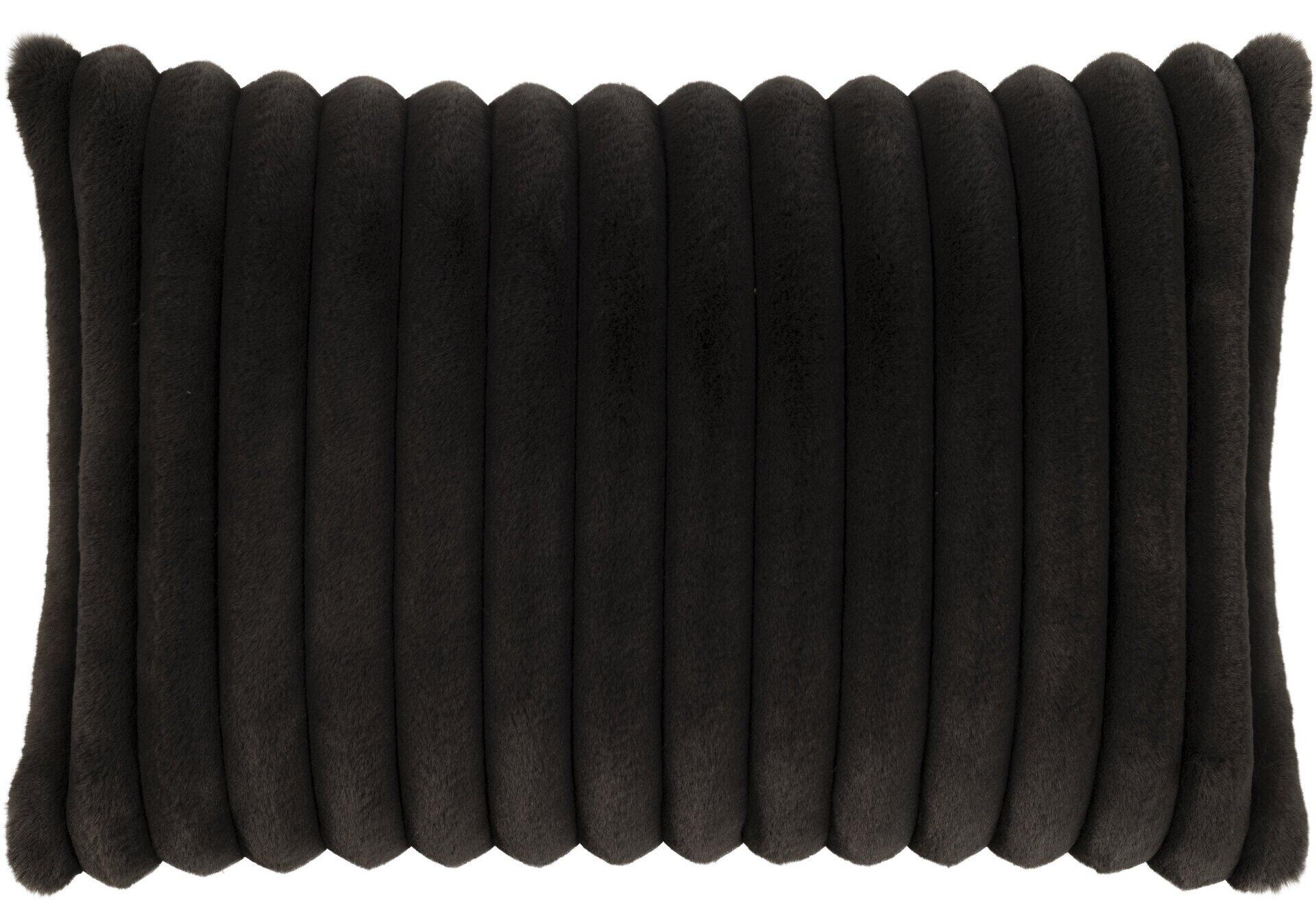 Draufsicht auf eine anthrazitfarbene Kissenhülle Raya mit wellenförmiger Struktur für ergonomischen Nackenkissen-Komfort.