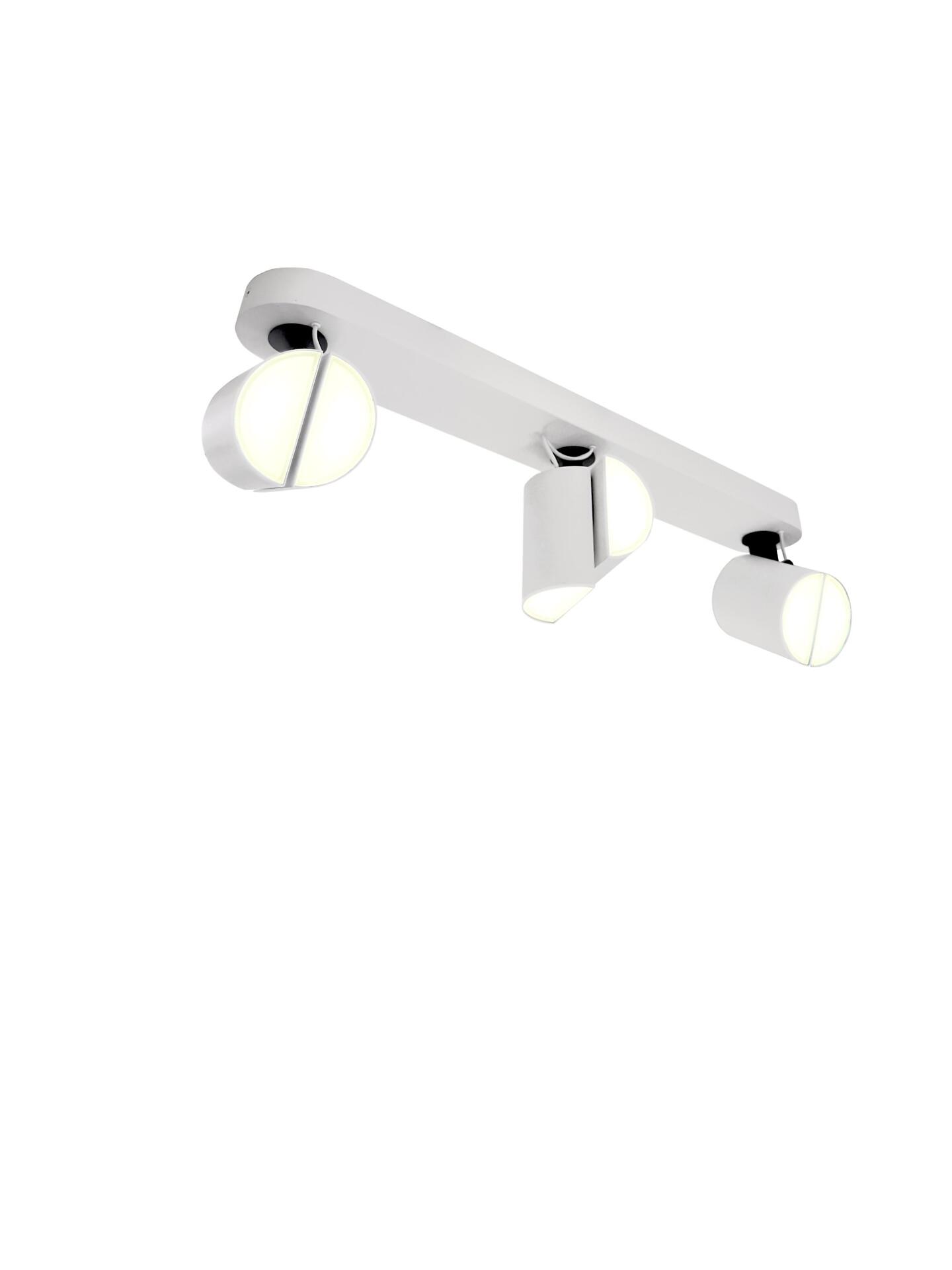 Schwenkbare Deckenleuchte Spot 3-flg.,Divido mit drei einzeln positionierbaren Spotlight-Armaturen und weißen Reflektorflächen.