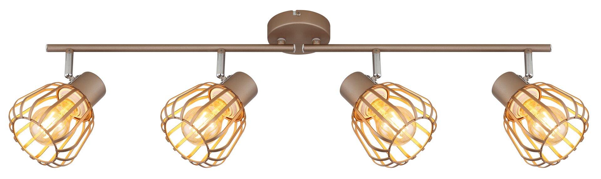 Strahler OLIN: Dreh- und schwenkbare Deckenleuchte mit vier Metallarm-Kugeln und goldenem Korbbogen.