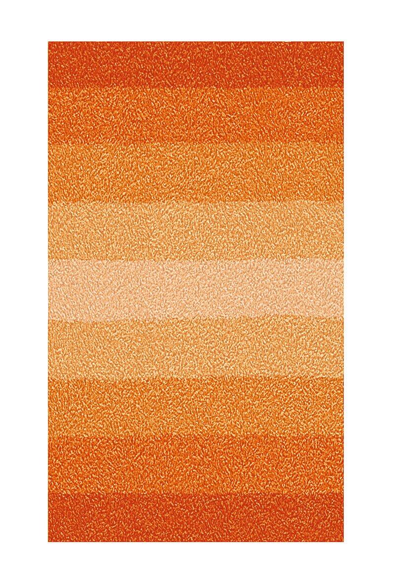 Badteppich Palace mit wellenförmiger, texturierten Oberfläche in Farbverlauf von Orange-Beige zu Rötlich-Orange.