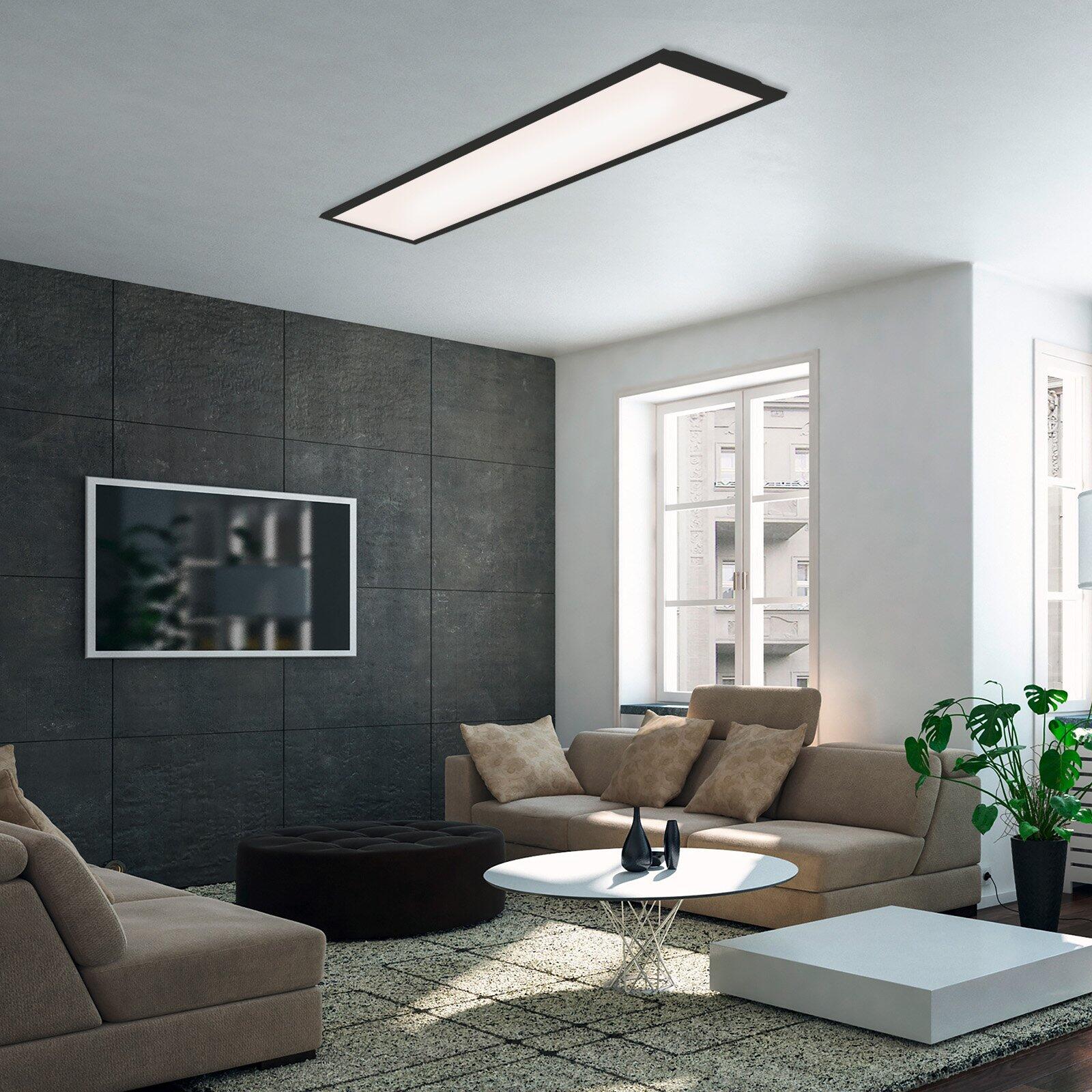 Deckenleuchte Panel, Simple, flach und rechteckig, integriert in eine stilvolle Wohnraumbeleuchtung.