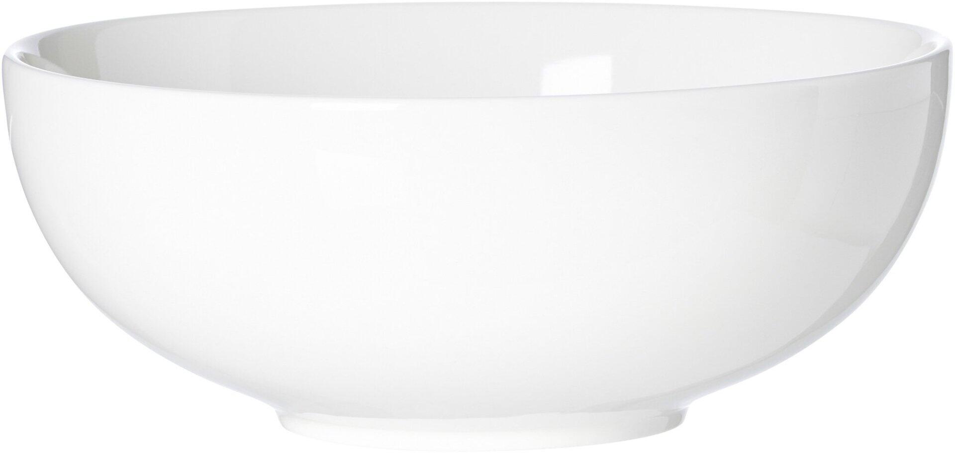 Weiße, konische Schale Skagen von Ritzenhoff & Breker, seitlich betrachtet, zeigt die volle Höhe und glatte Innenseite.