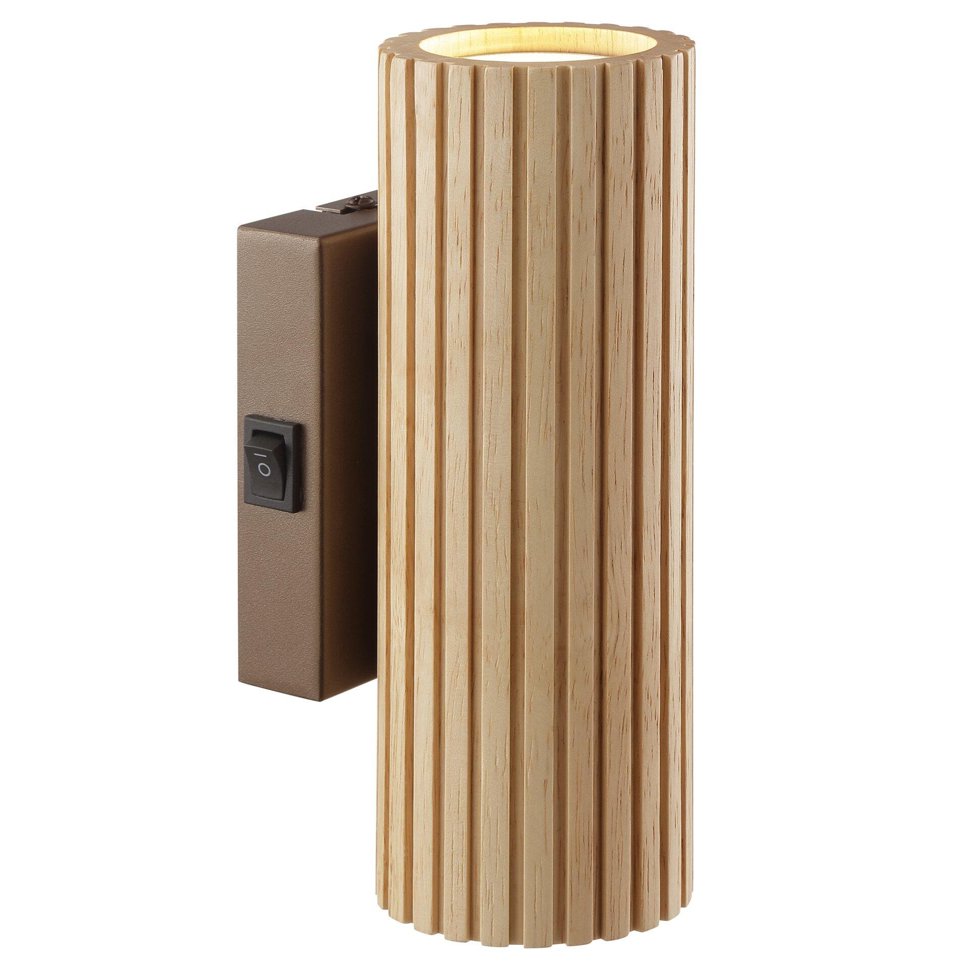 Wandleuchte Lakewood im Profil mit zylindrischem Design, vertikalen Rillen und integriertem Kippschalter für die komfortable Ein- und Ausschaltung.