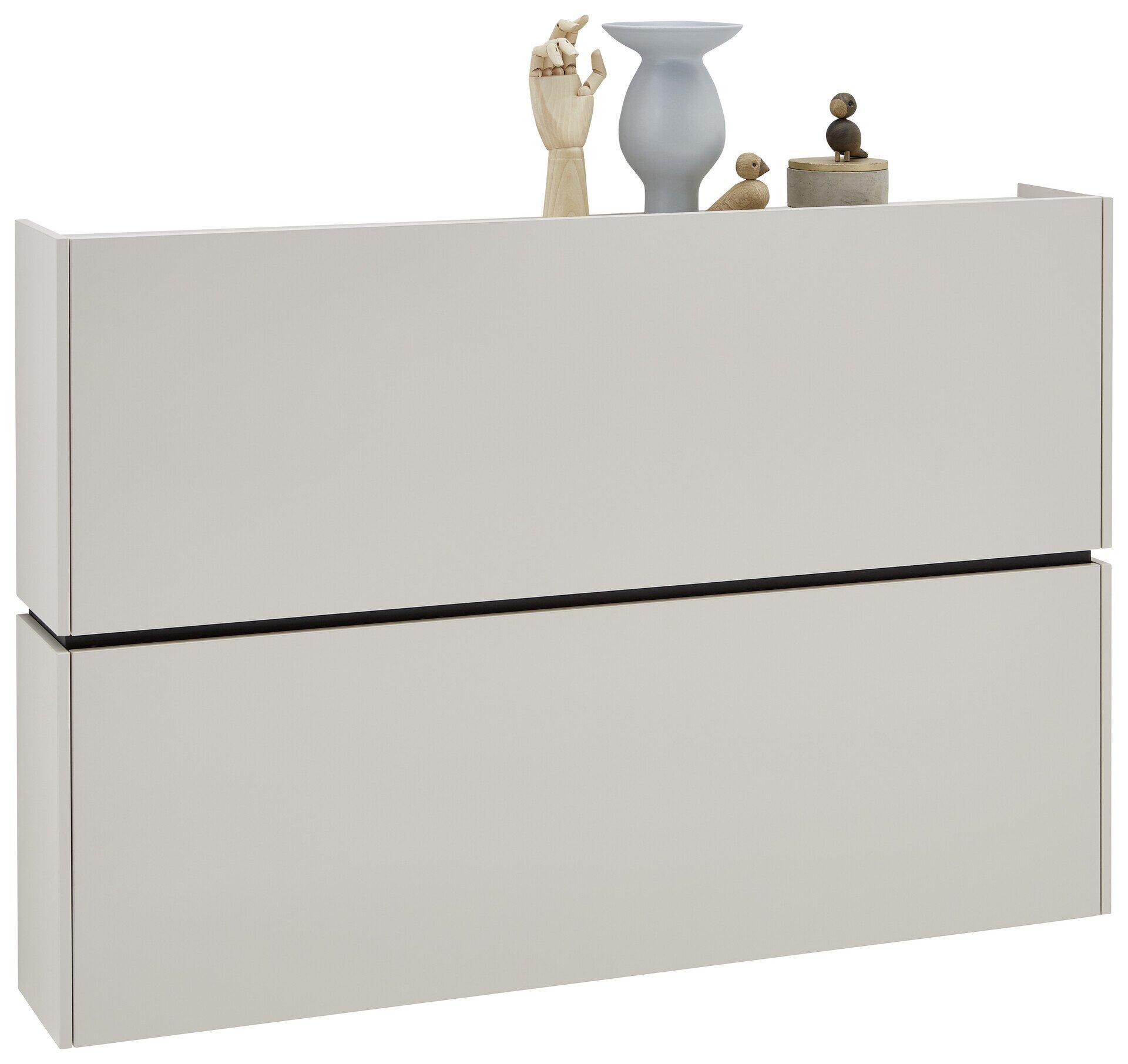 Schuhschrank Unique mit zwei grifflose Klappen und Push-to-Open-Funktion, detailreich aus der Vogelperspektive dargestellt.
