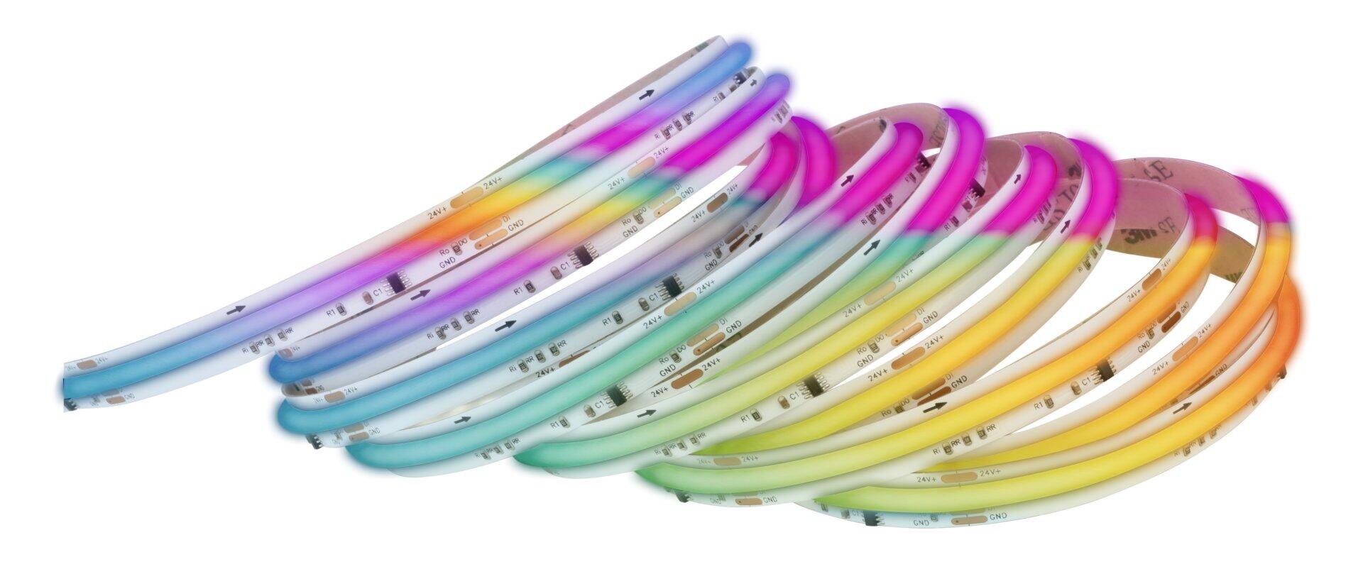 BRILO LED-Streifen in leuchtenden Farben und gewundener Anordnung, mit selbstklebender Rückseite zur einfachen Befestigung.