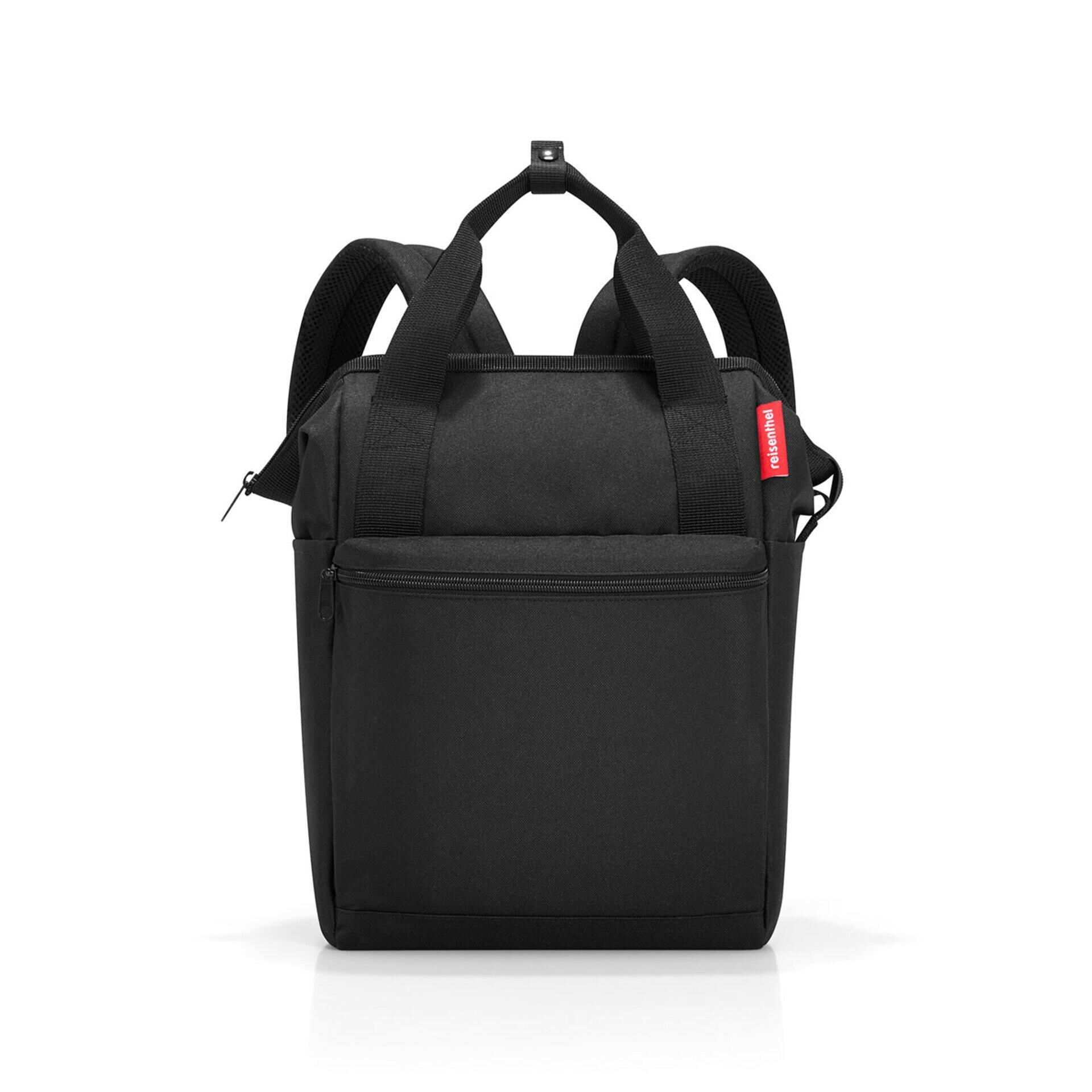 Reisenthel Allrounder r Tasche in Frontalperspektive mit vertikalen Reißverschlussfächern für Zubehör.