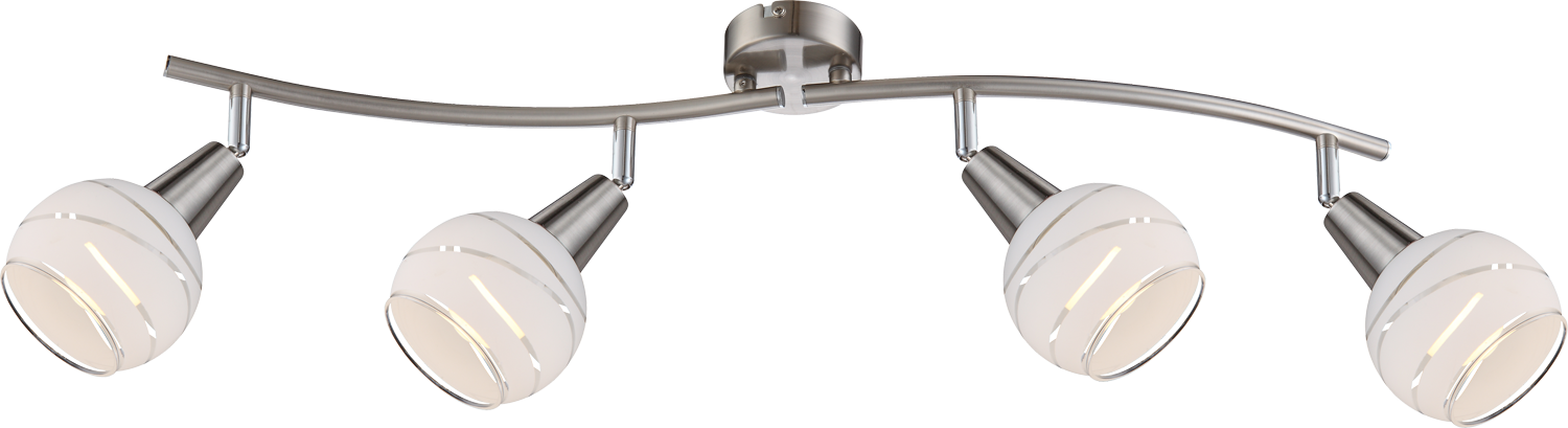LED-Strahler ELLIOTT mit vier verstellbaren Spots und gebogenen Armen für gezielte Lichtlenkung.