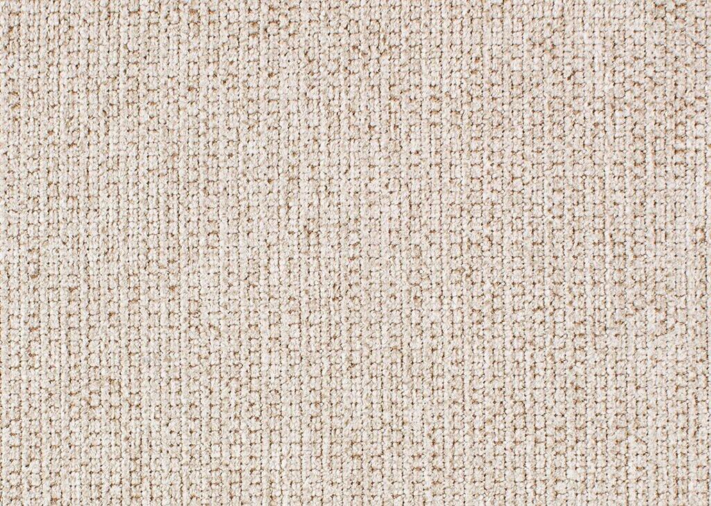Detailaufnahme des grob gewebten, cremefarbenen Stoffbezugs des Ecksofas Balina.