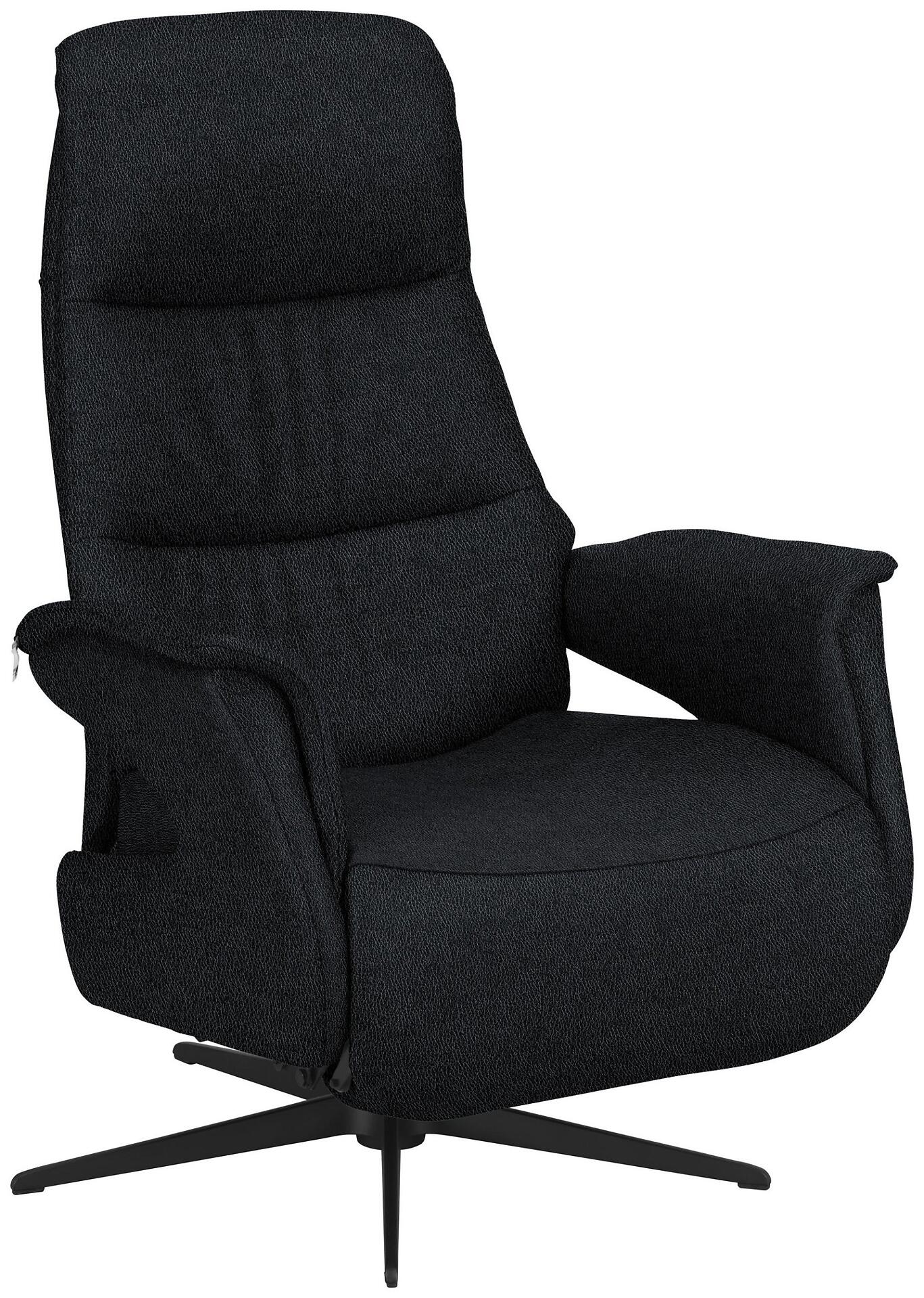 Schwarzer Relaxsessel Modell 8102 mit drehbarer Sitzfläche und elegantem, schwarzem Sternfuß.